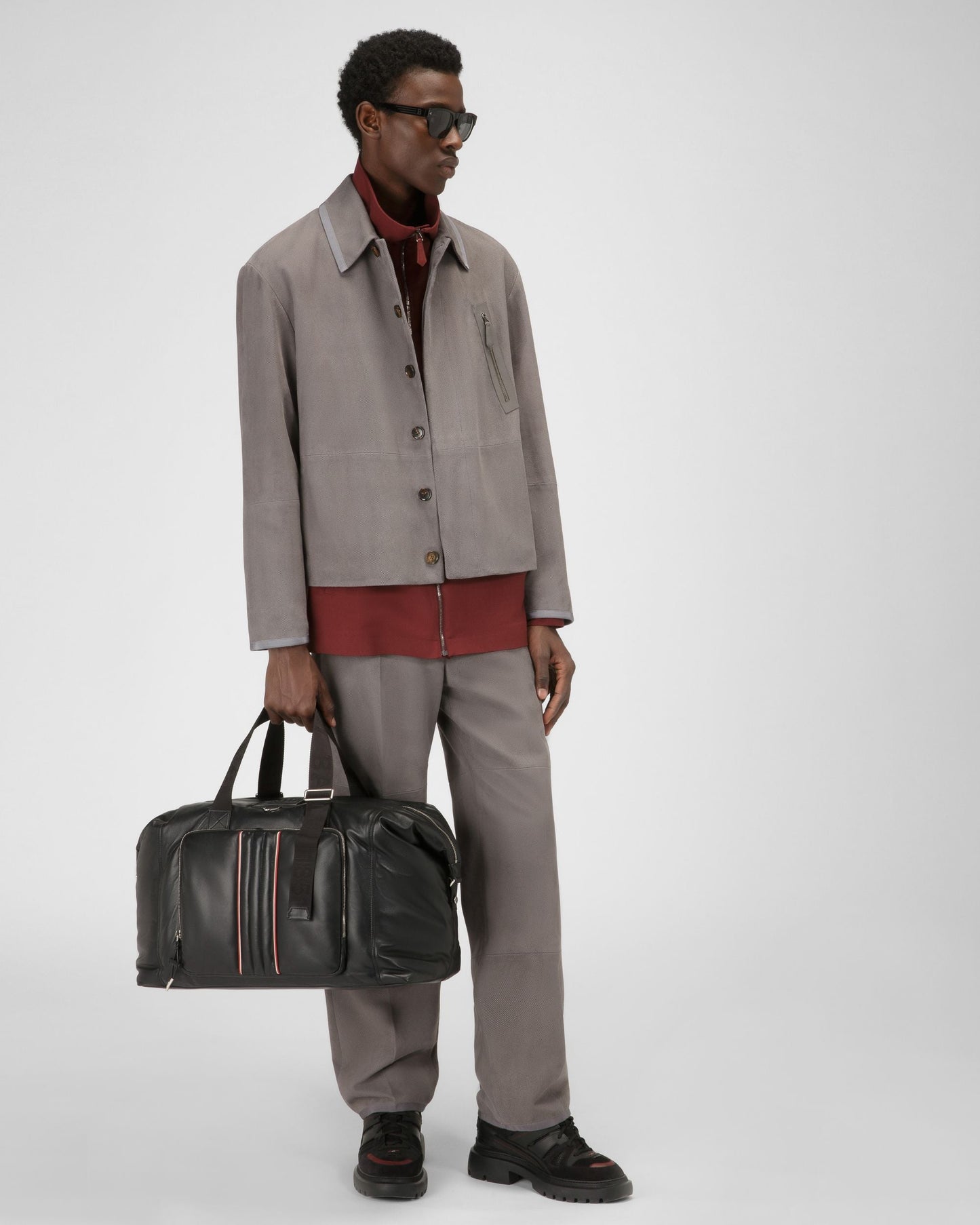 Wool Bomber Jacket In Heritage Red