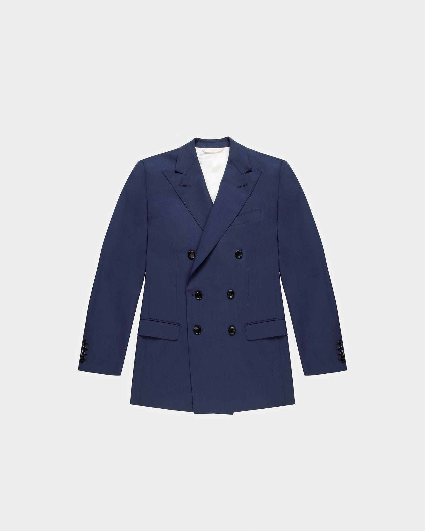 Wool Mix Double Breasted Jacket In Navy