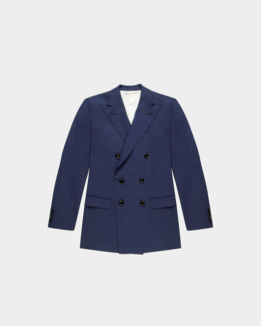 Wool Mix Double Breasted Jacket In Navy