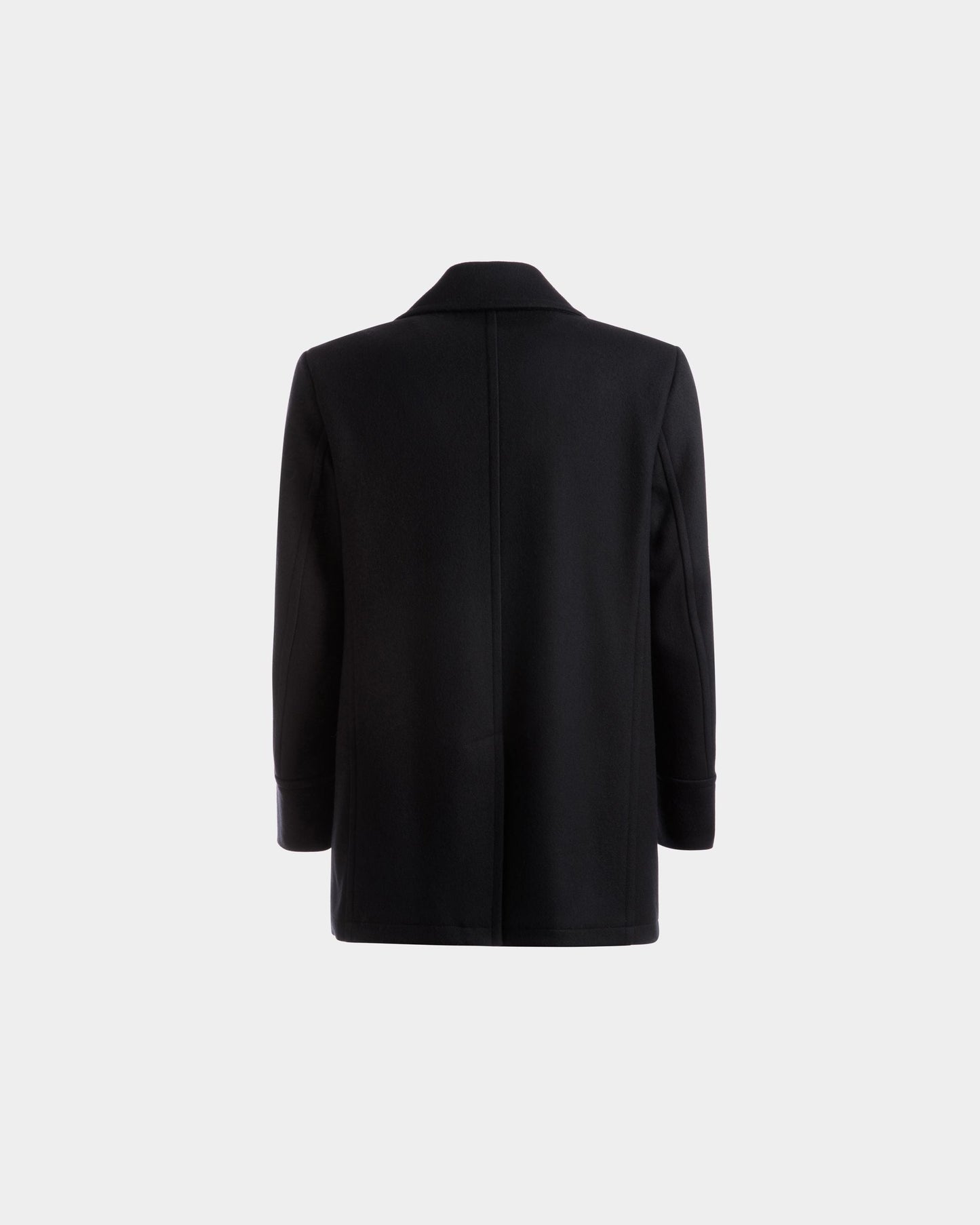 Double Breasted Coat | Men's Outerwear | Navy Wool Mix | Bally | Still Life Back