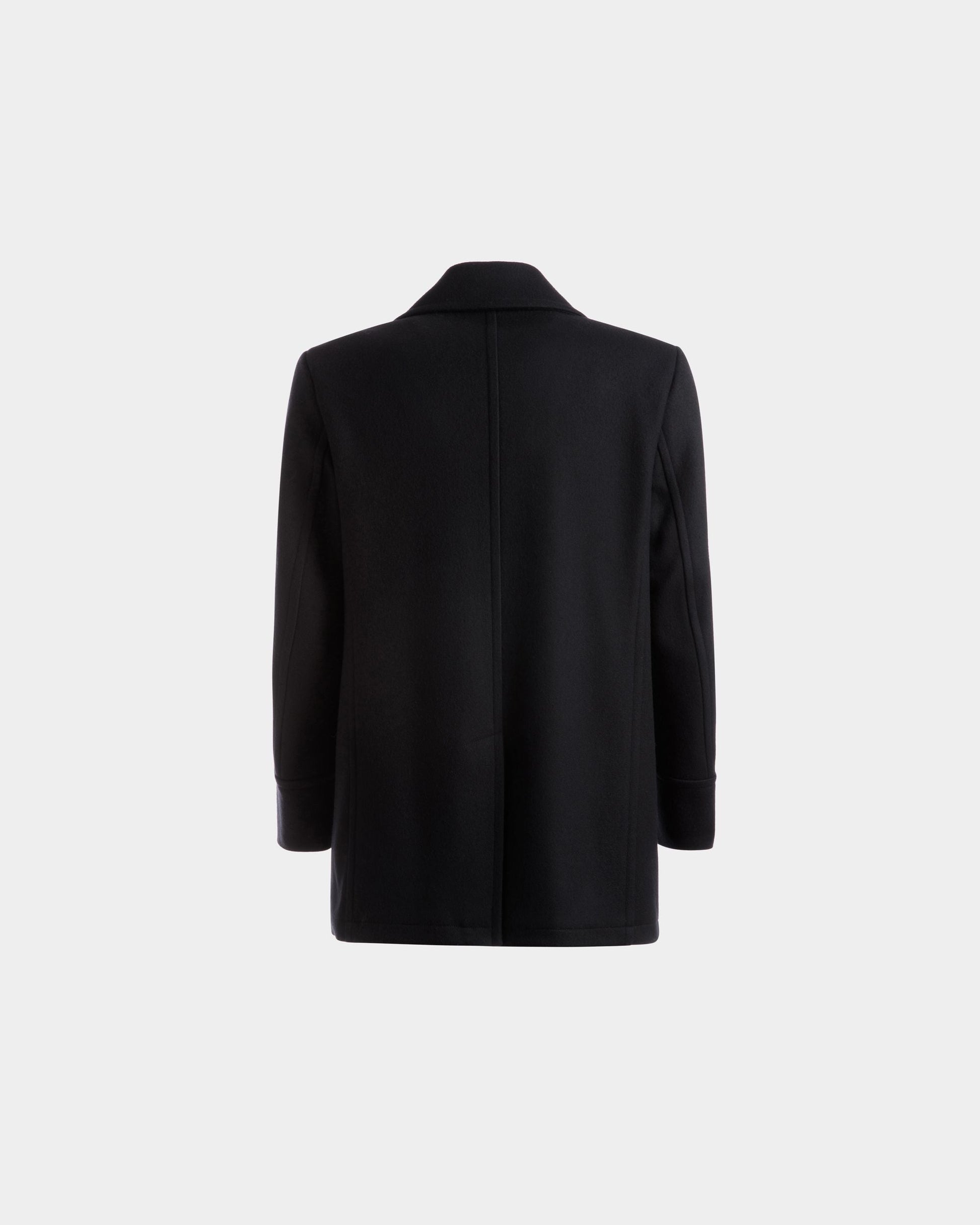 Double Breasted Coat | Men's Outerwear | Navy Wool Mix | Bally | Still Life Back
