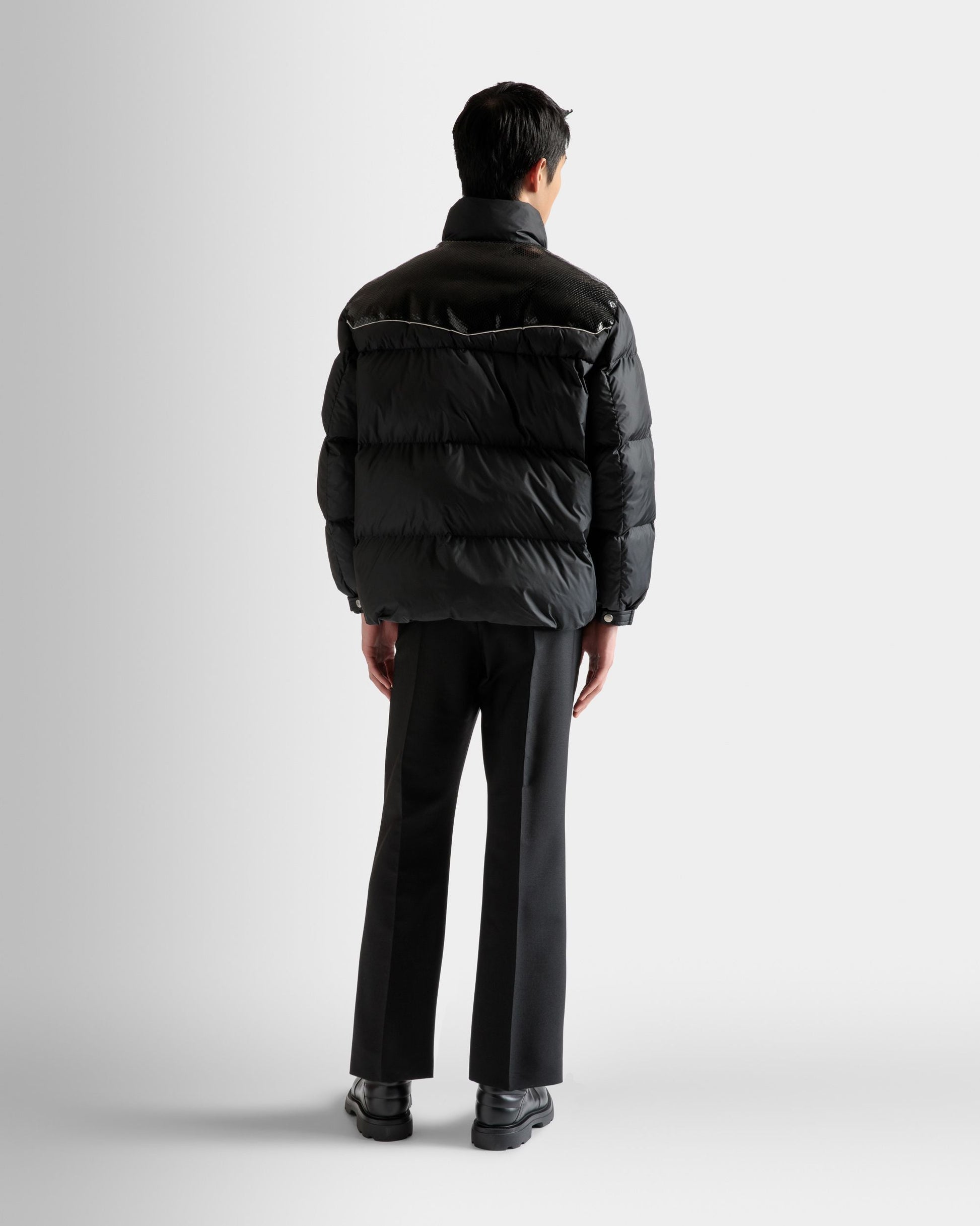 Puffer Jacket | Men's Outerwear | Black Nylon | Bally | On Model Back