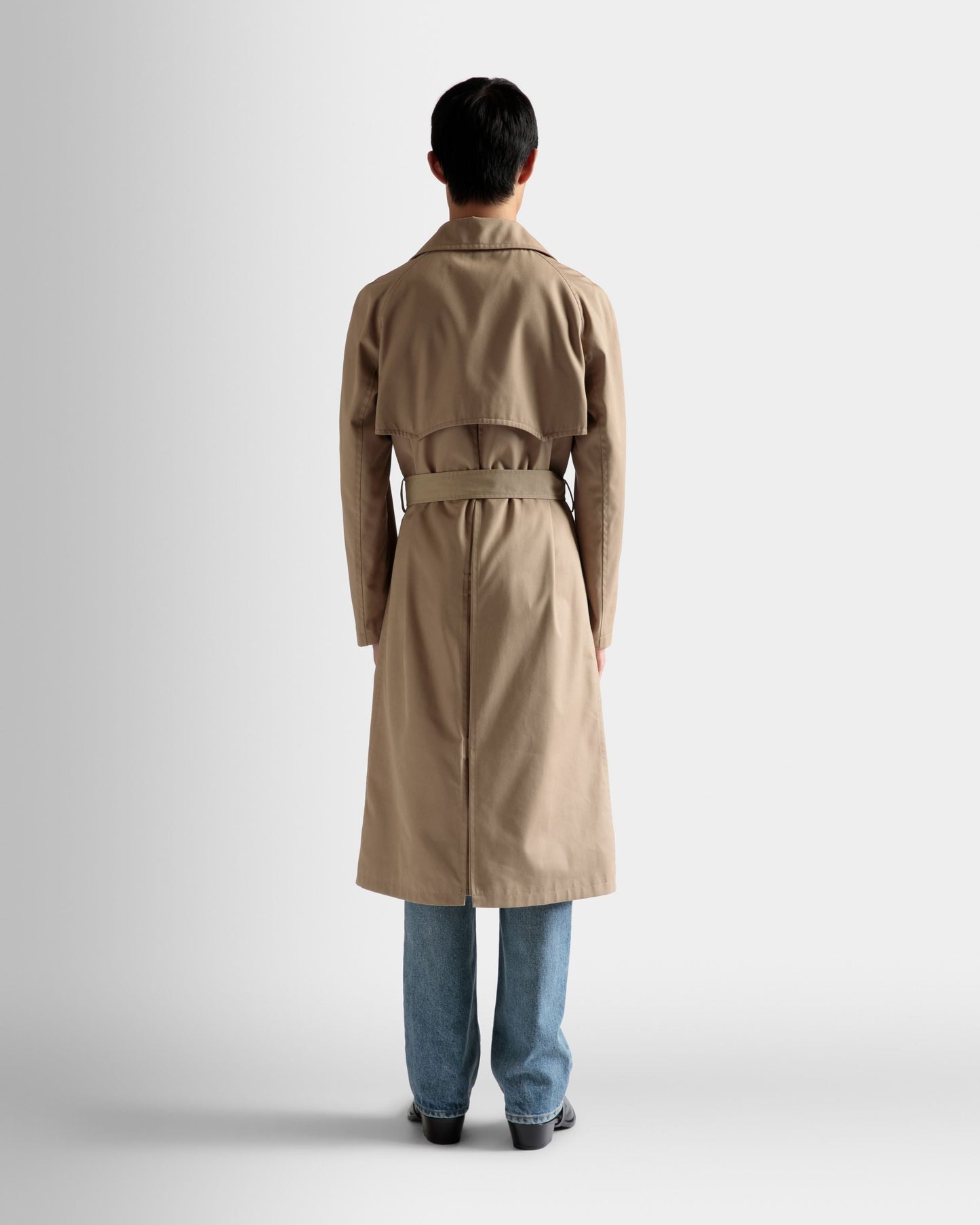 Trench Coat | Men's Outerwear | Brown Cotton | Bally | On Model Back