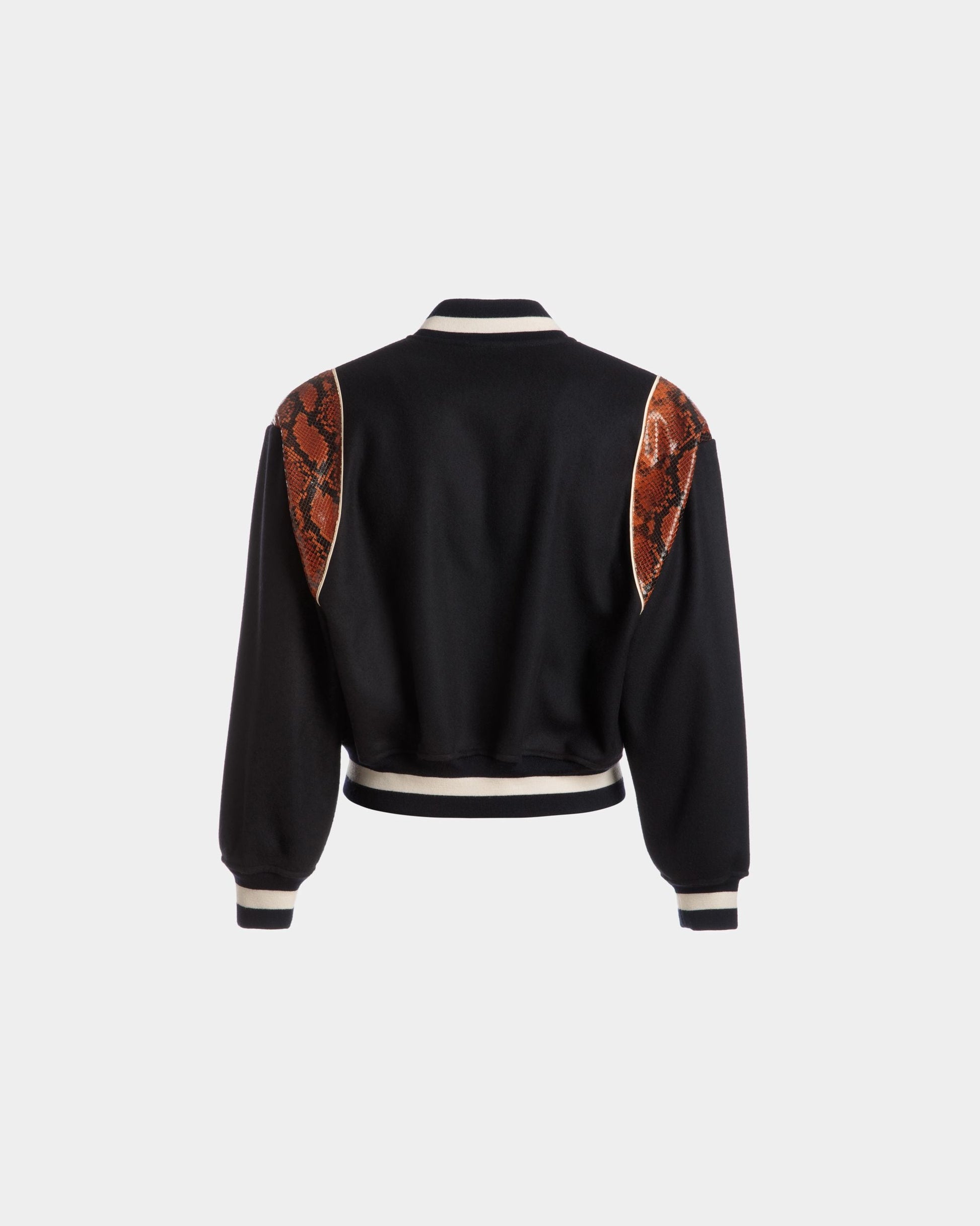 Letterman Jacket | Men's Outerwear | Navy Wool Mix | Bally | Still Life Back
