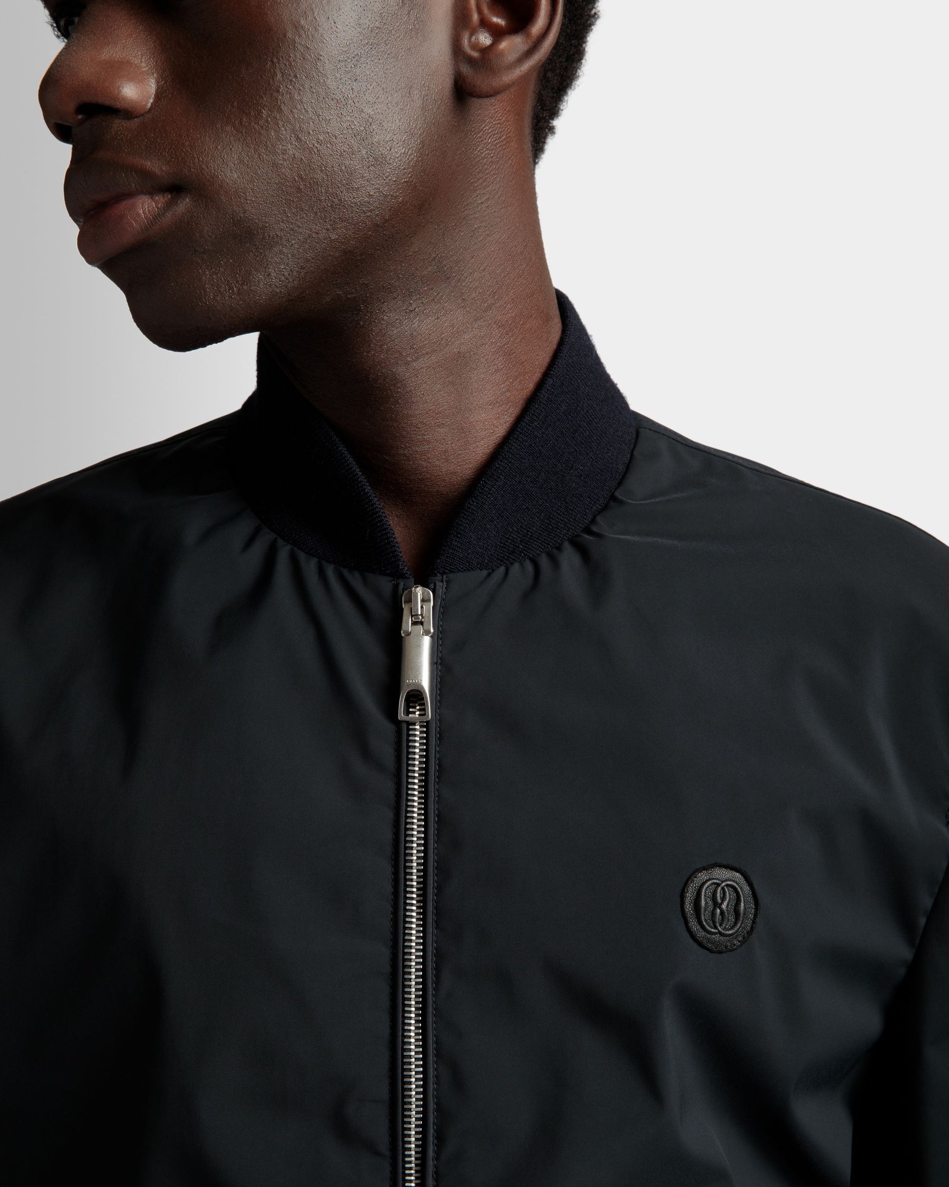 Bomber Jacket | Men's Jacket | Ink Polyester Mix | Bally | On Model Detail
