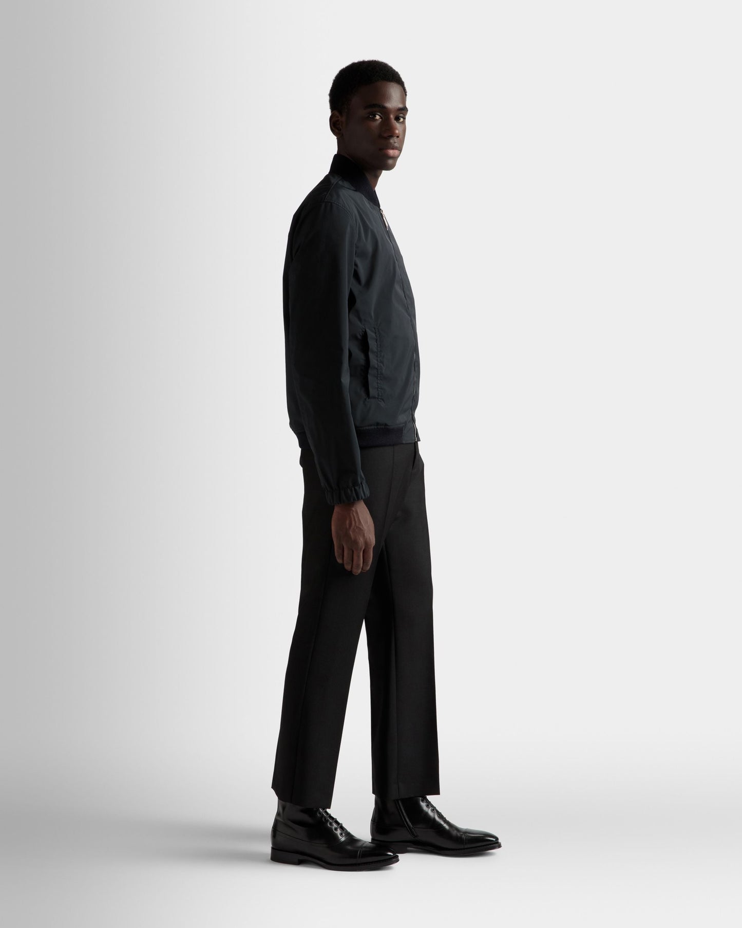 Bomber Jacket | Men's Jacket | Ink Polyester Mix | Bally | On Model 3/4 Front