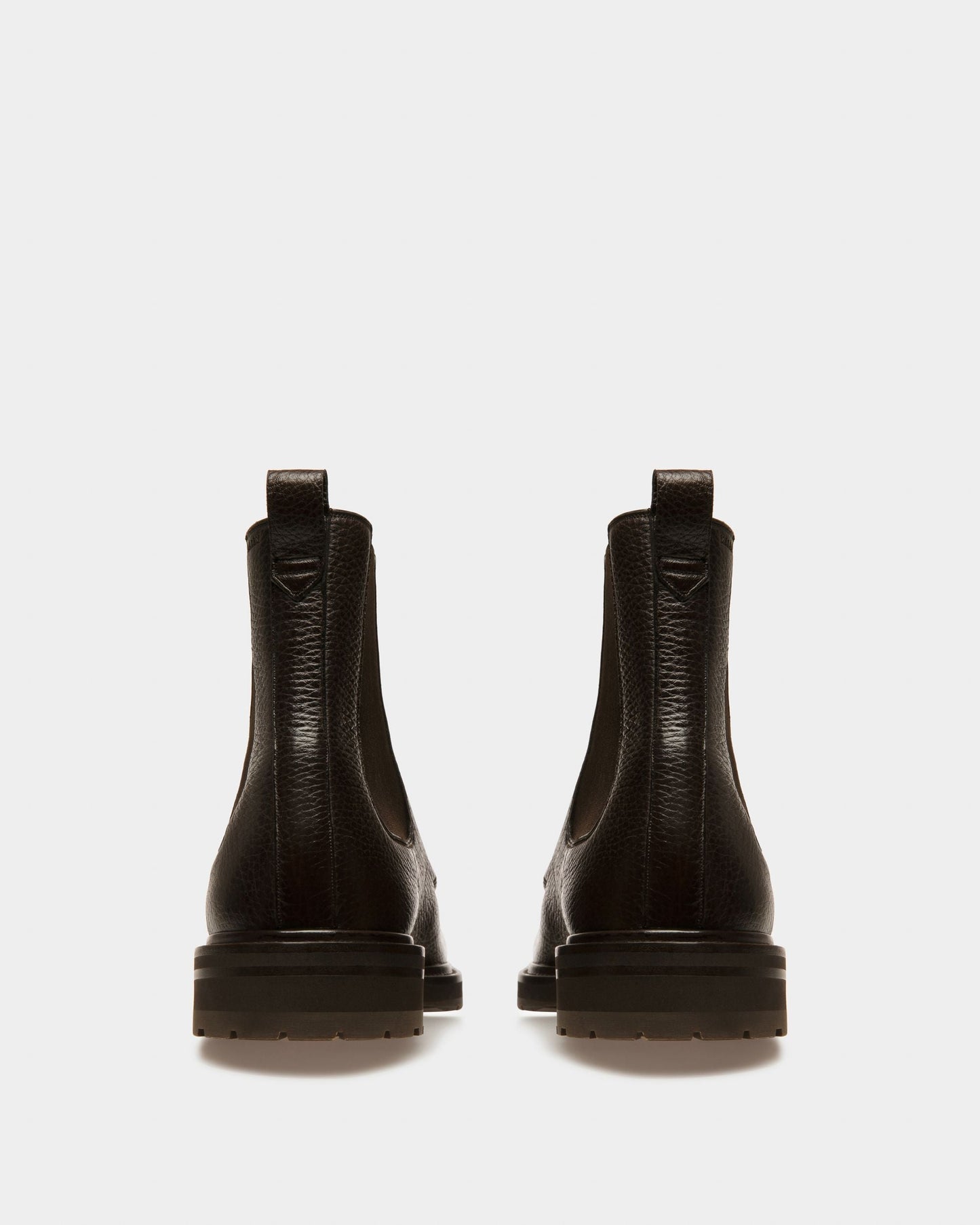 Mirno Leather Booties In Ebony Brown