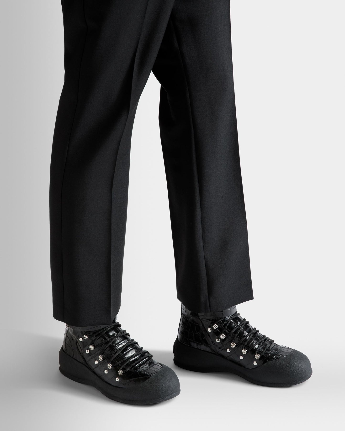 Clyff | Men's Boots | Black Leather | Bally | On Model Close Up