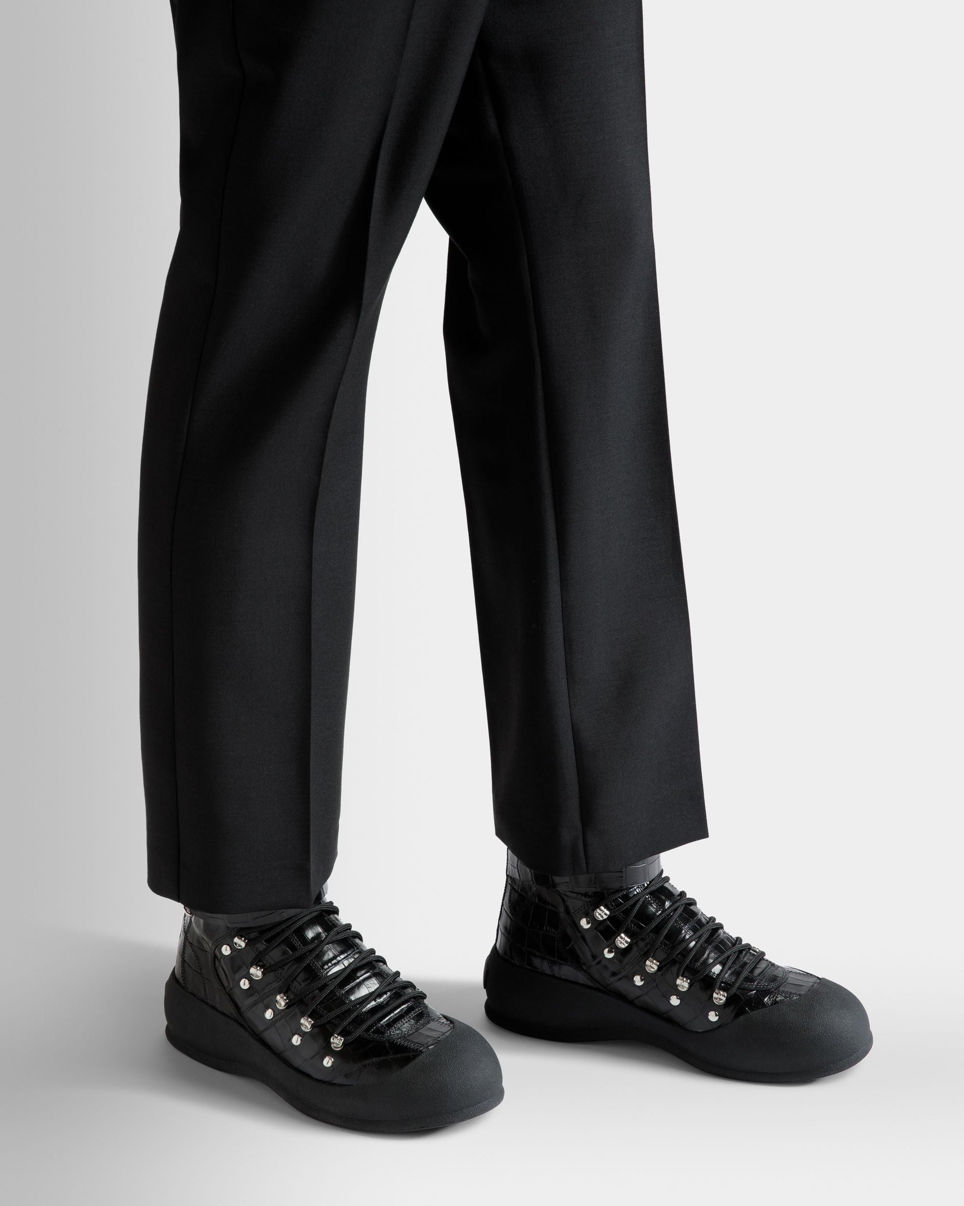 Clyff | Men's Boots | Black Leather | Bally | On Model Close Up