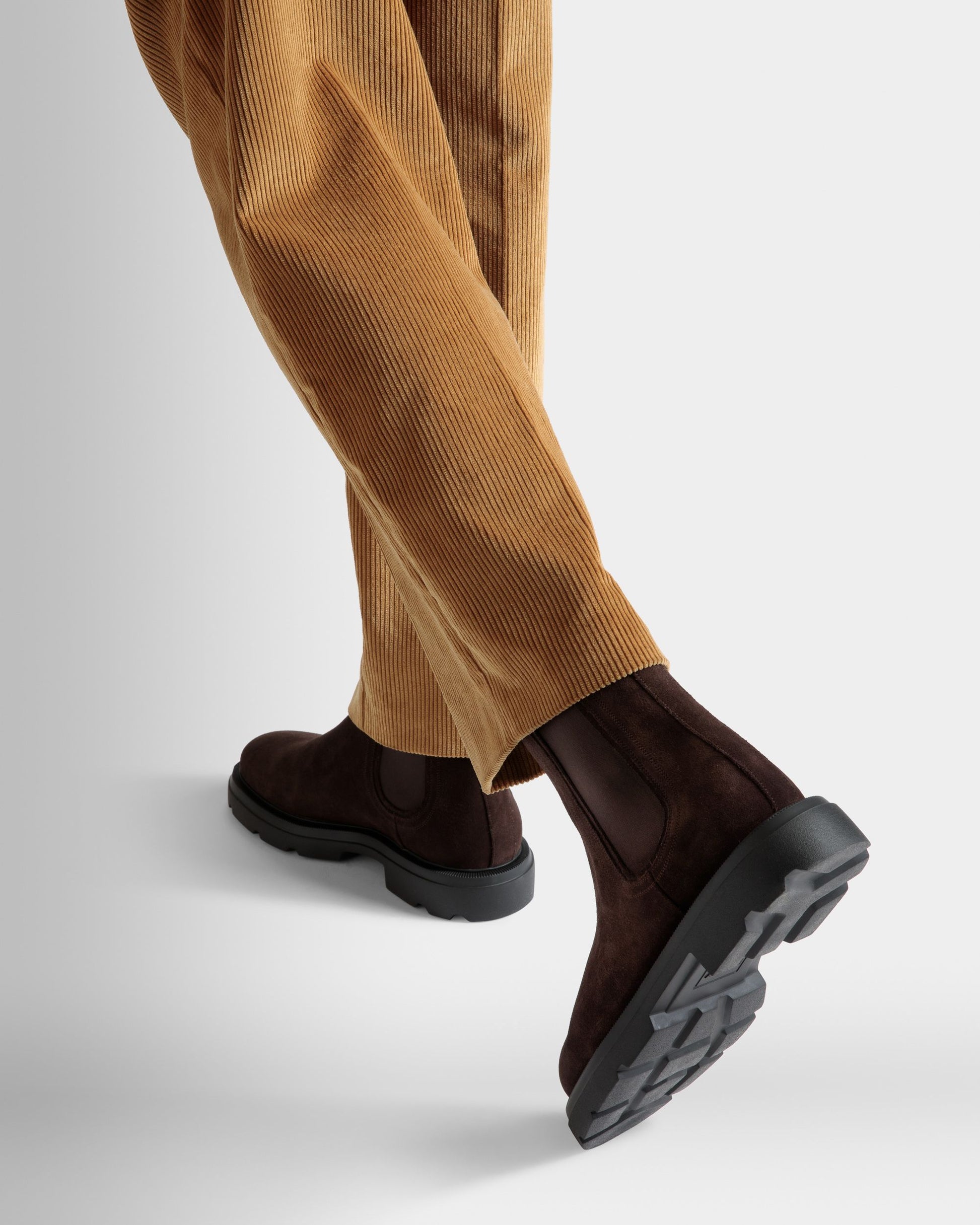 Zurich Booties | Men's Shoes | Brown Suede | Bally | On Model Close Up