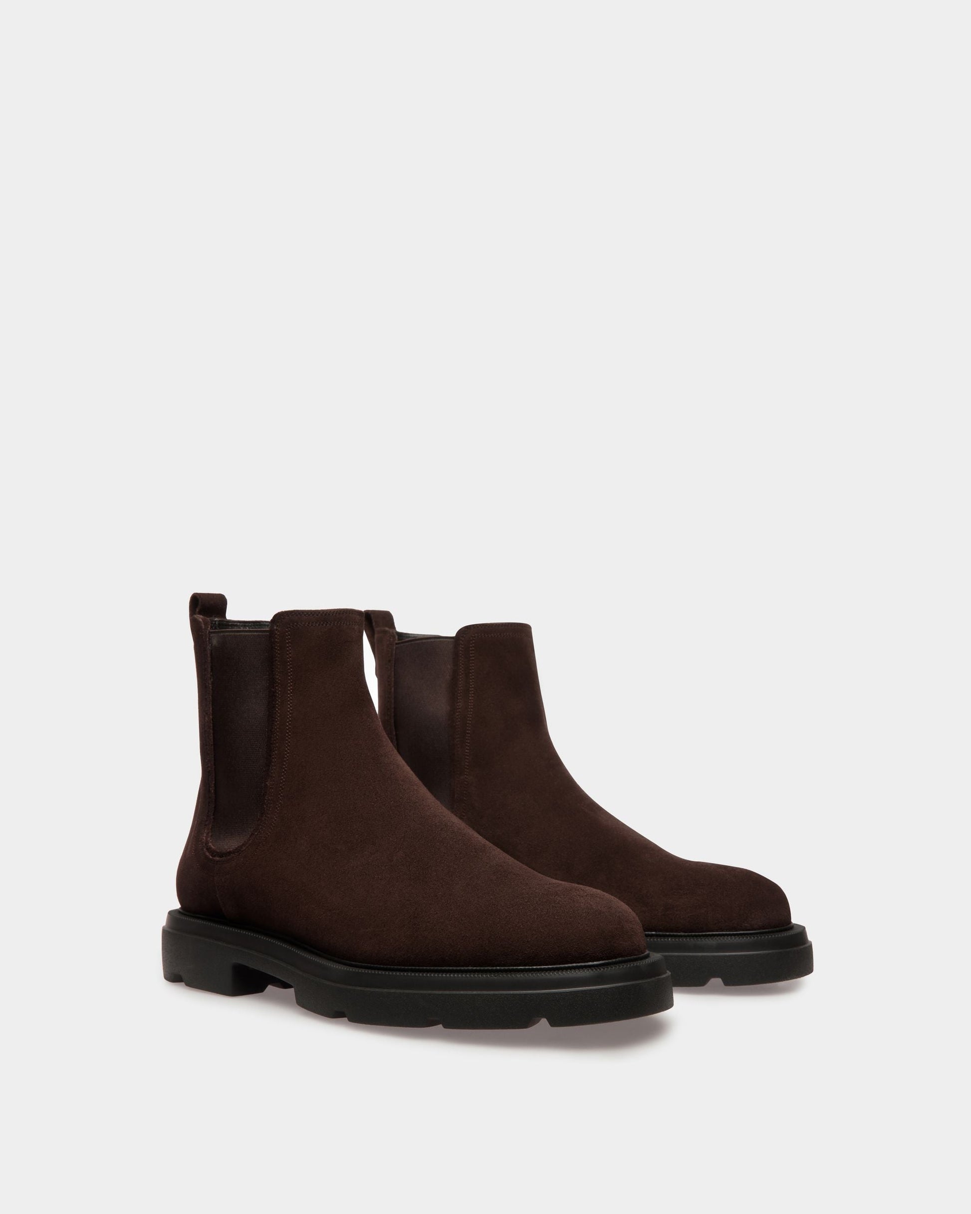 Zurich Booties | Men's Shoes | Brown Suede | Bally | Still Life 3/4 Front
