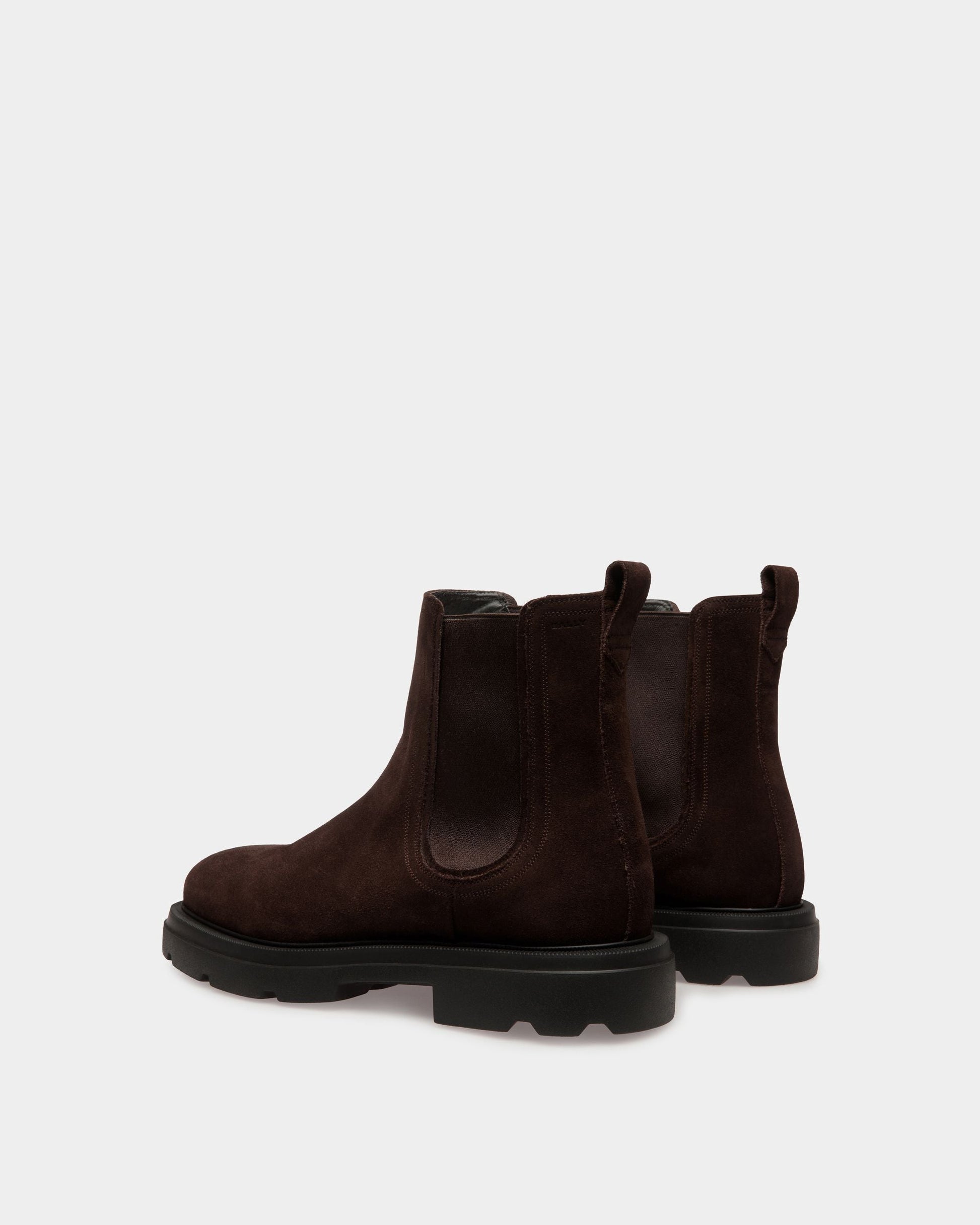 Zurich Booties | Men's Shoes | Brown Suede | Bally | Still Life 3/4 Back