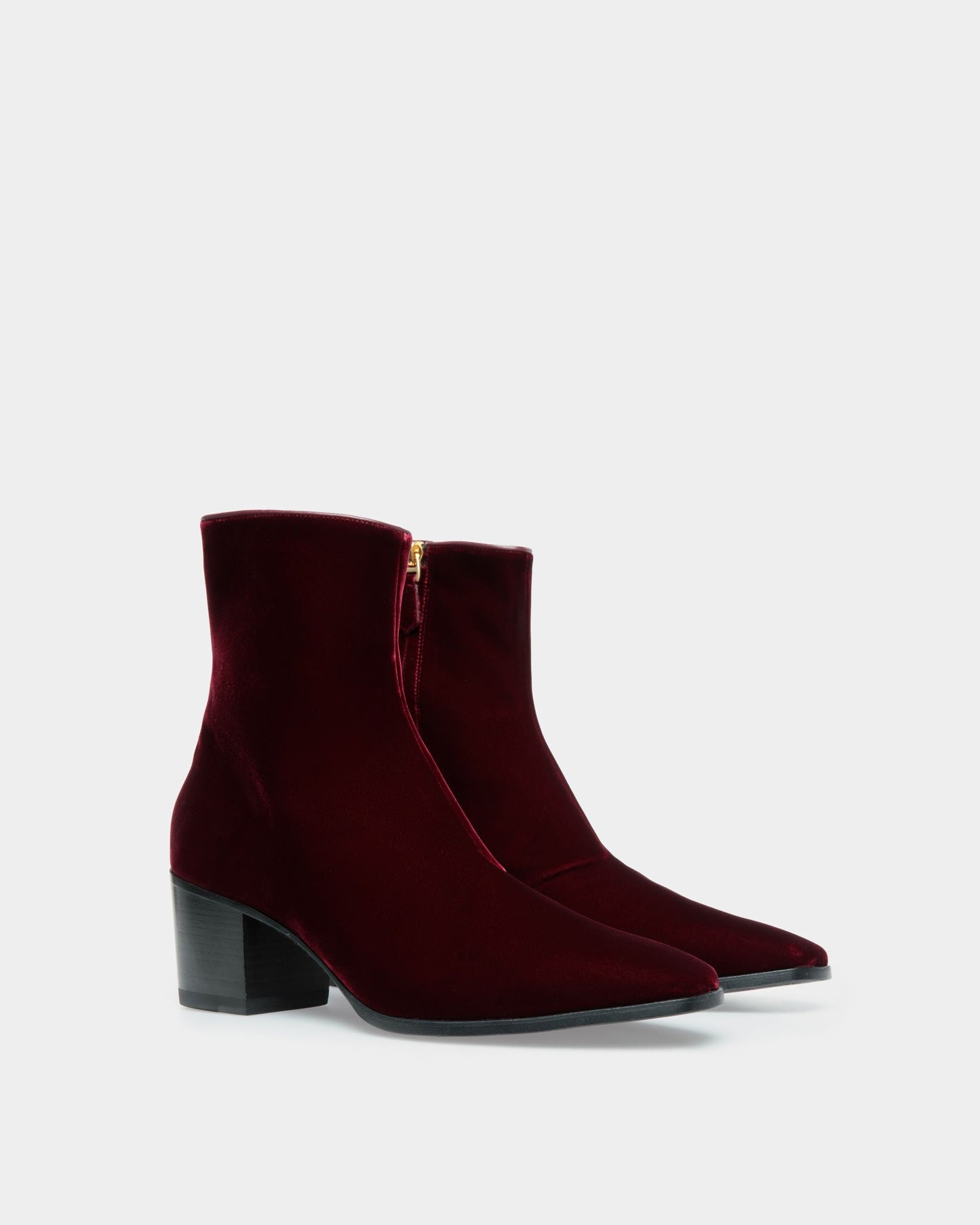 Velez | Men's Boots | Burgundy Velvet | Bally | Still Life 3/4 Front