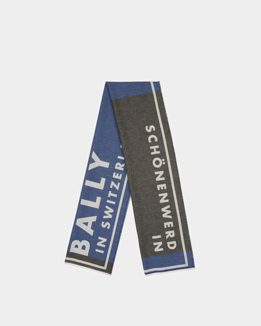Jacquard Scarf In Blue Neon And Black