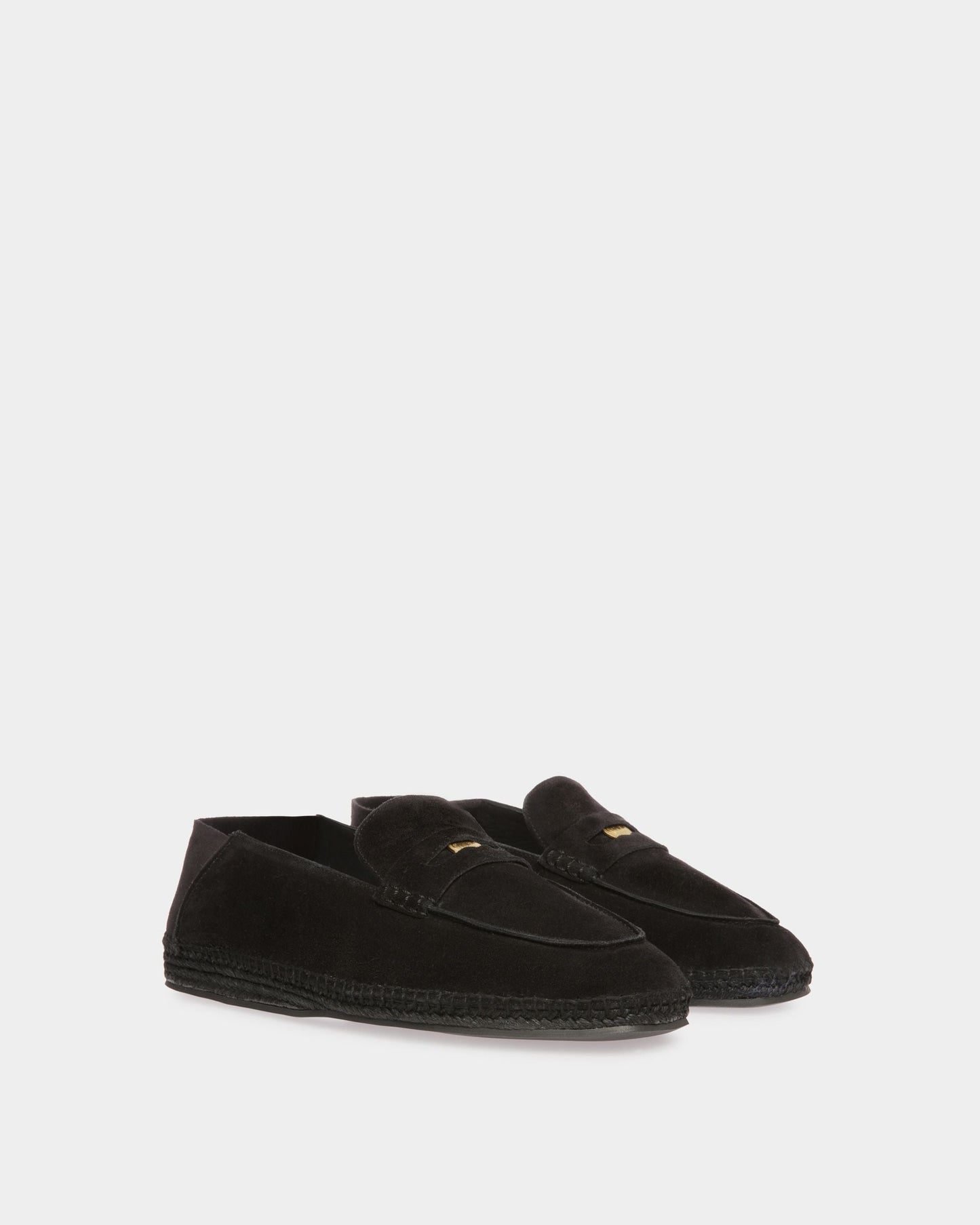 Kolby | Men's Espadrilles | Black Leather | Bally | Still Life 3/4 Front