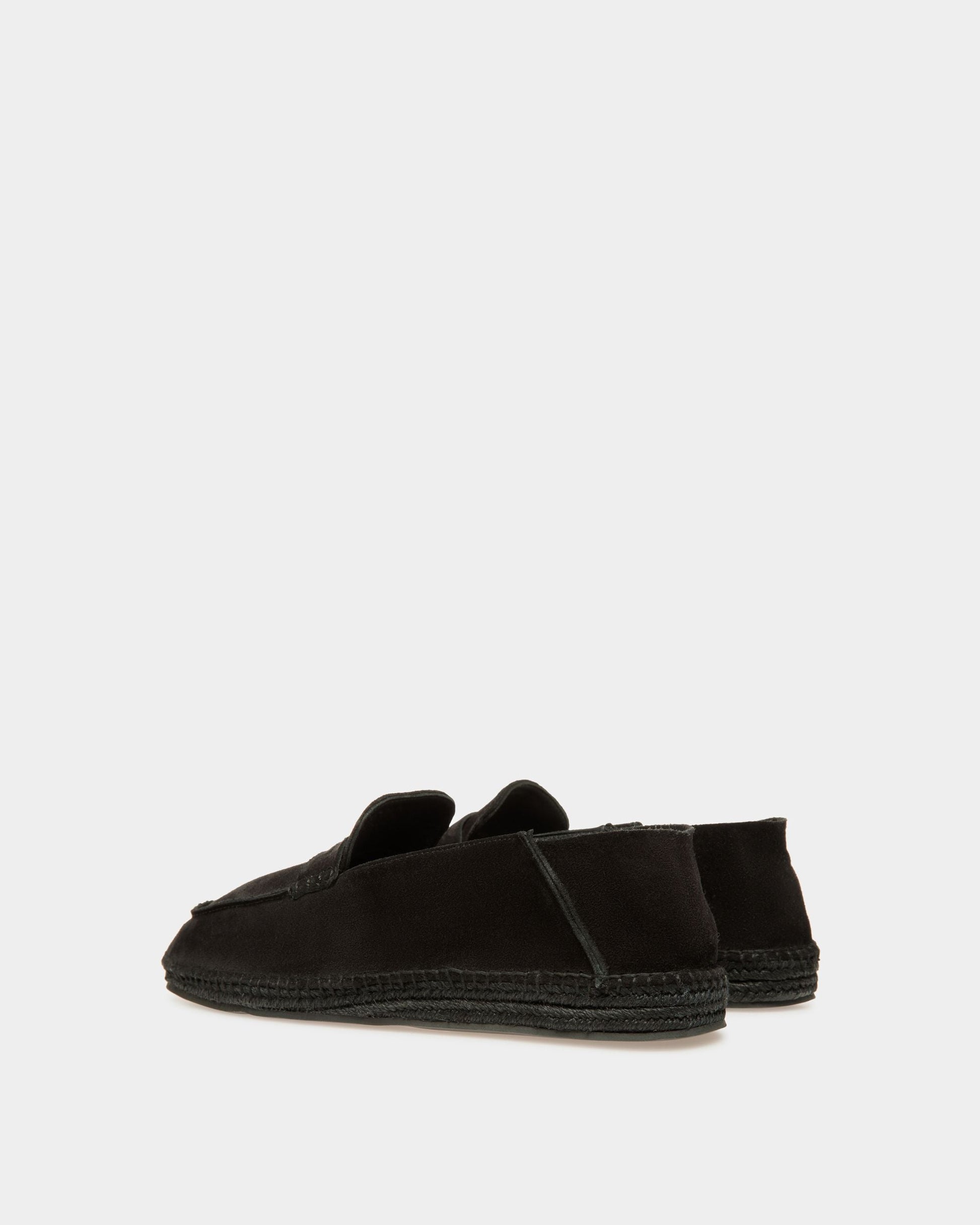 Kolby | Men's Espadrilles | Black Leather | Bally | Still Life 3/4 Back
