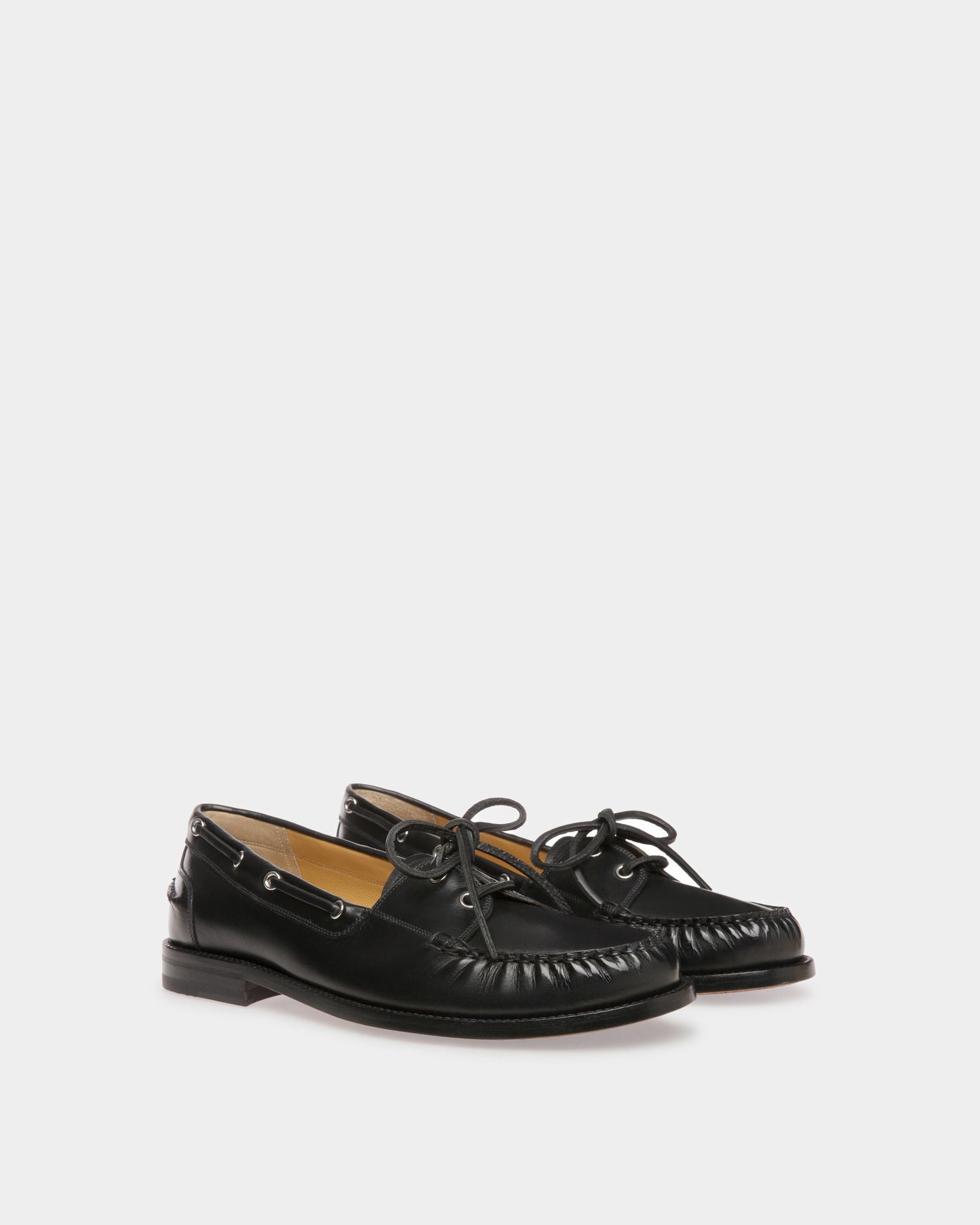 Rimion | Men's Mocassins | Black Leather | Bally | Still Life 3/4 Front