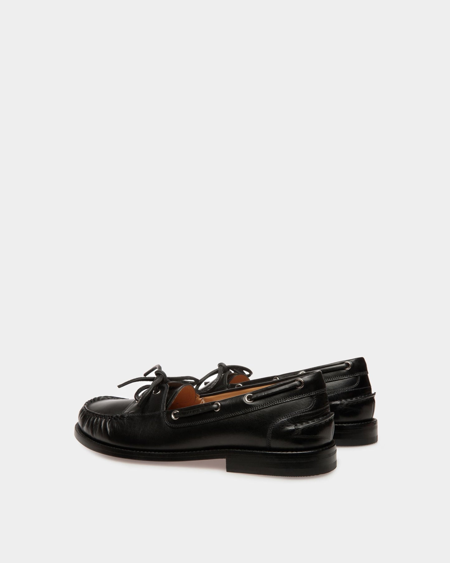 Rimion | Men's Mocassins | Black Leather | Bally | Still Life 3/4 Back