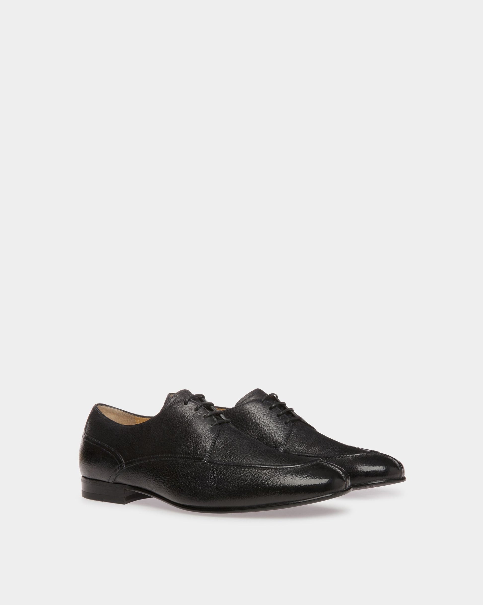 Saele | Men's Derby Shoes | Black Leather | Bally | Still Life 3/4 Front