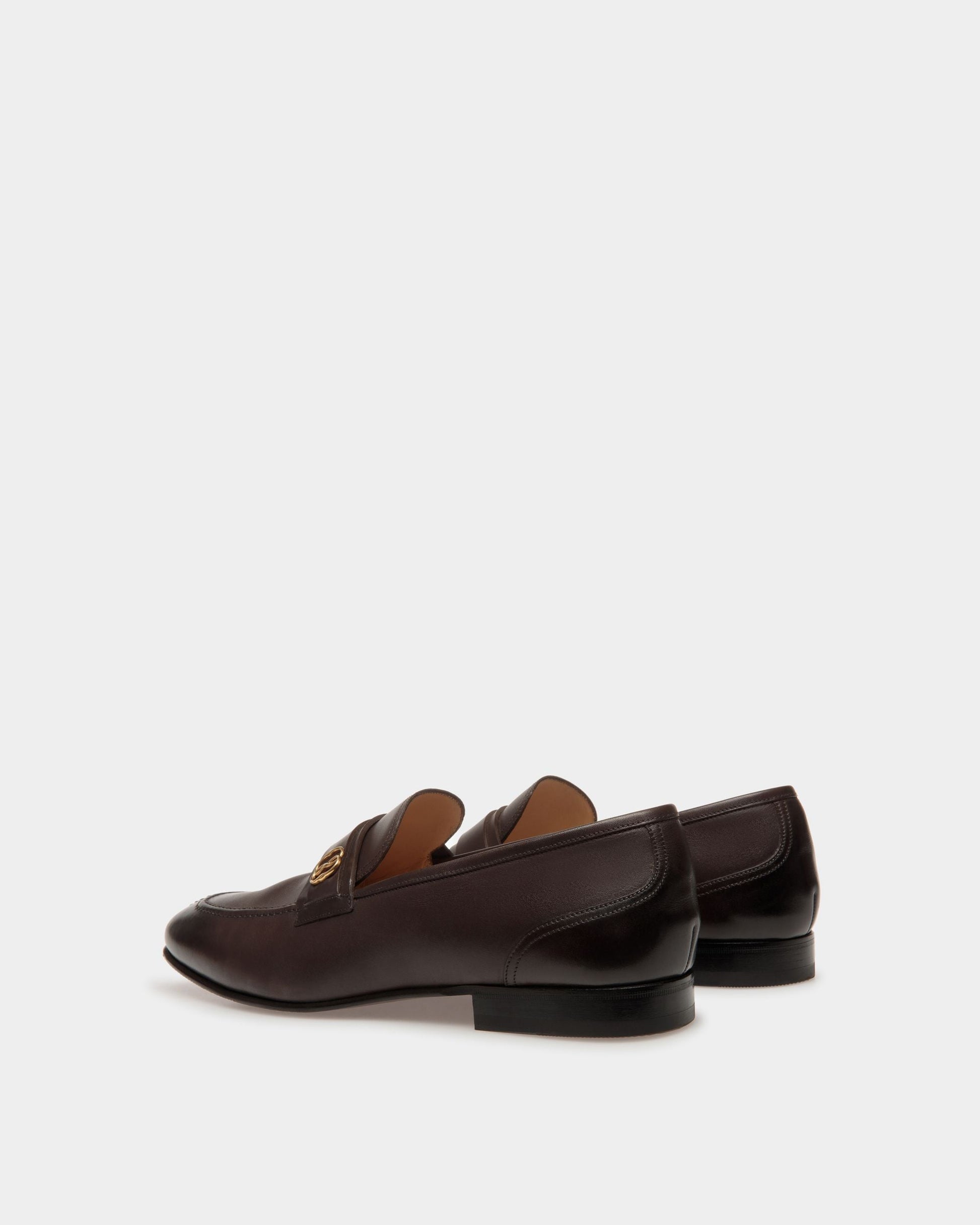 Sadei | Men's Loafers | Brown Leather | Bally | Still Life 3/4 Back