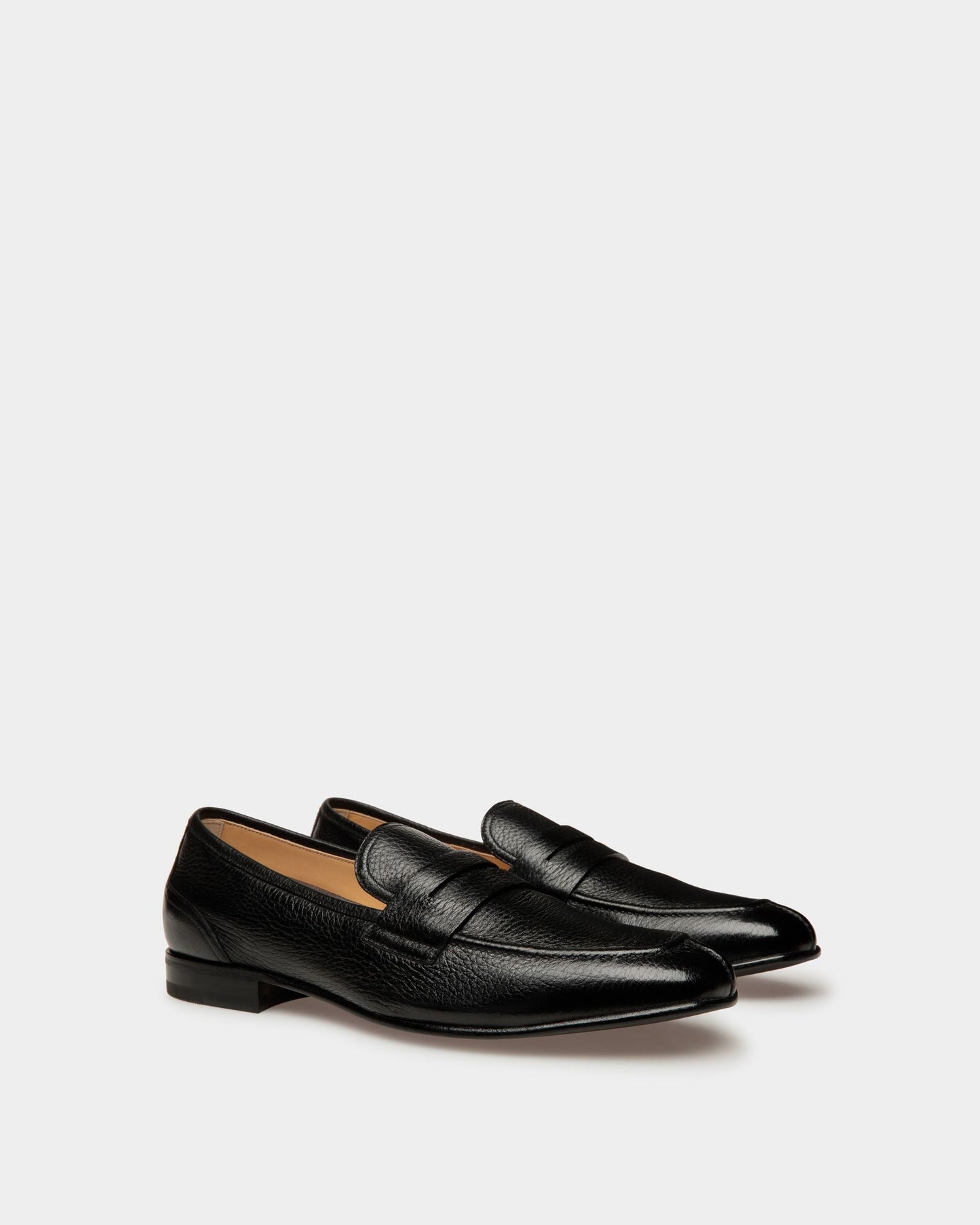 Saix | Men's Loafers | Black Leather | Bally | Still Life 3/4 Front