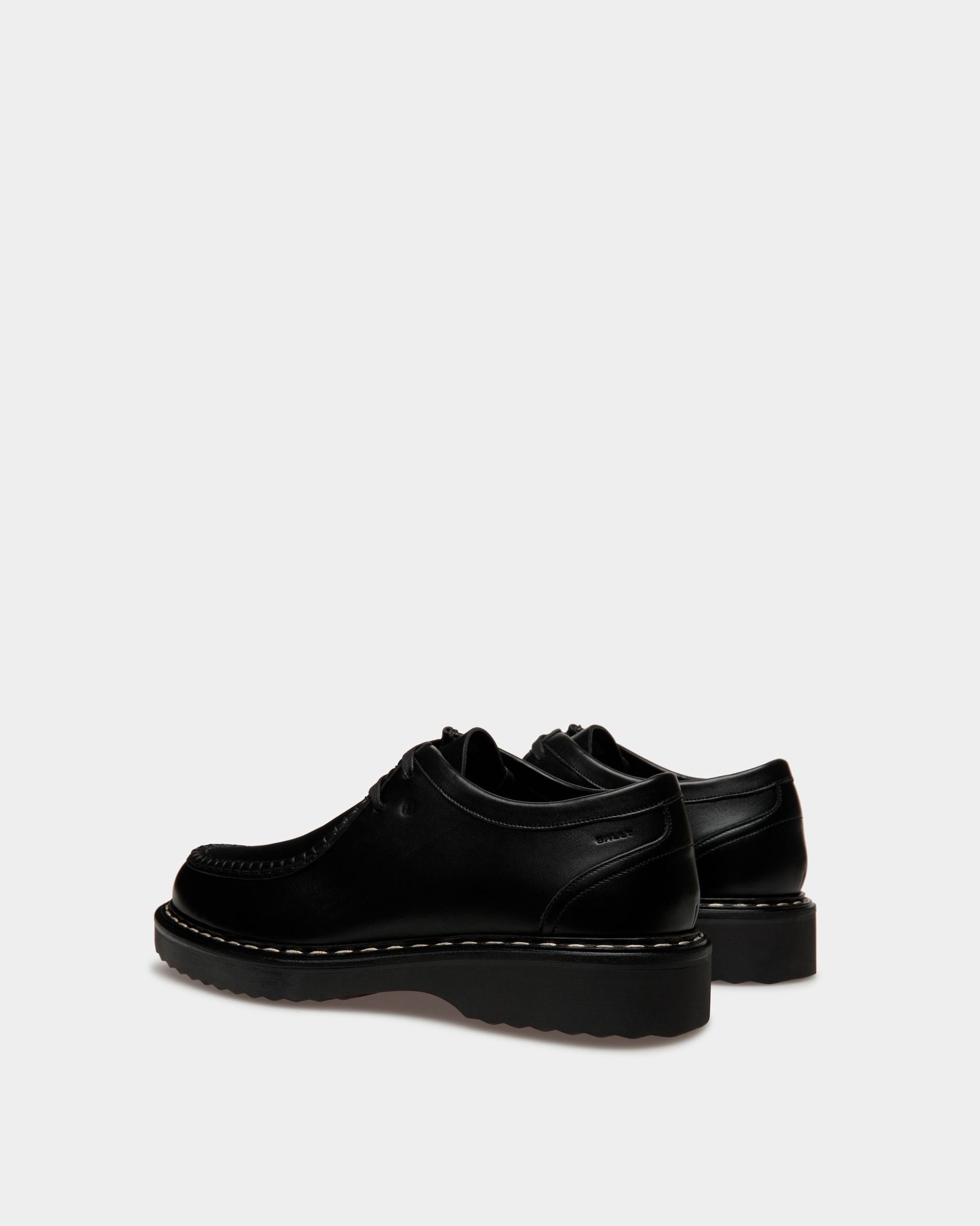 Neasden Derby Shoes | Men's Shoes | Black Leather | Bally | Still Life 3/4 Back