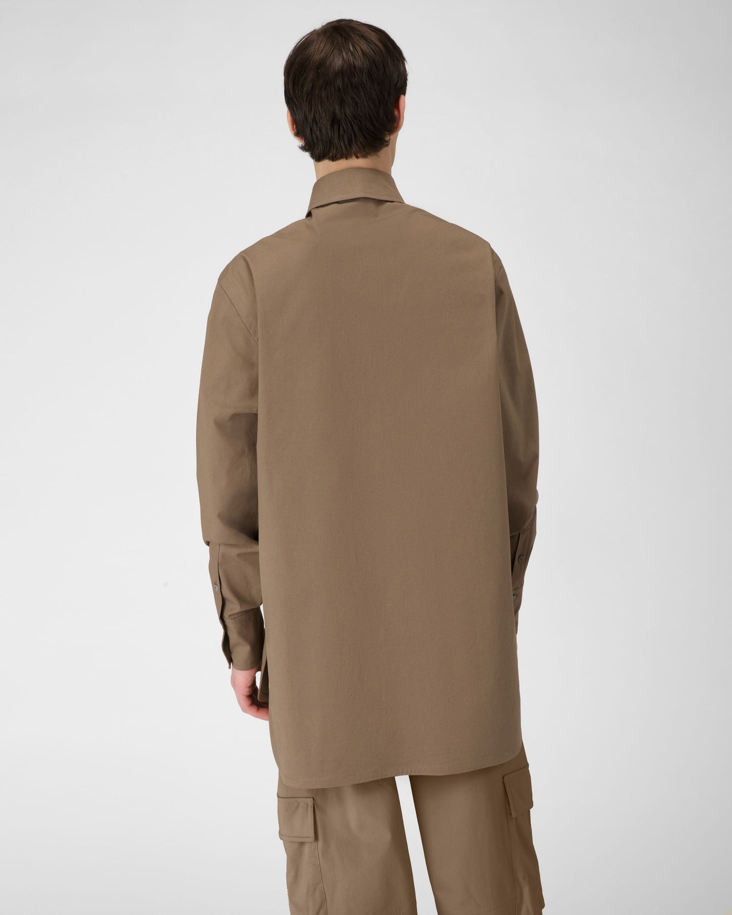 Stretch Cotton Shirt In Taupe