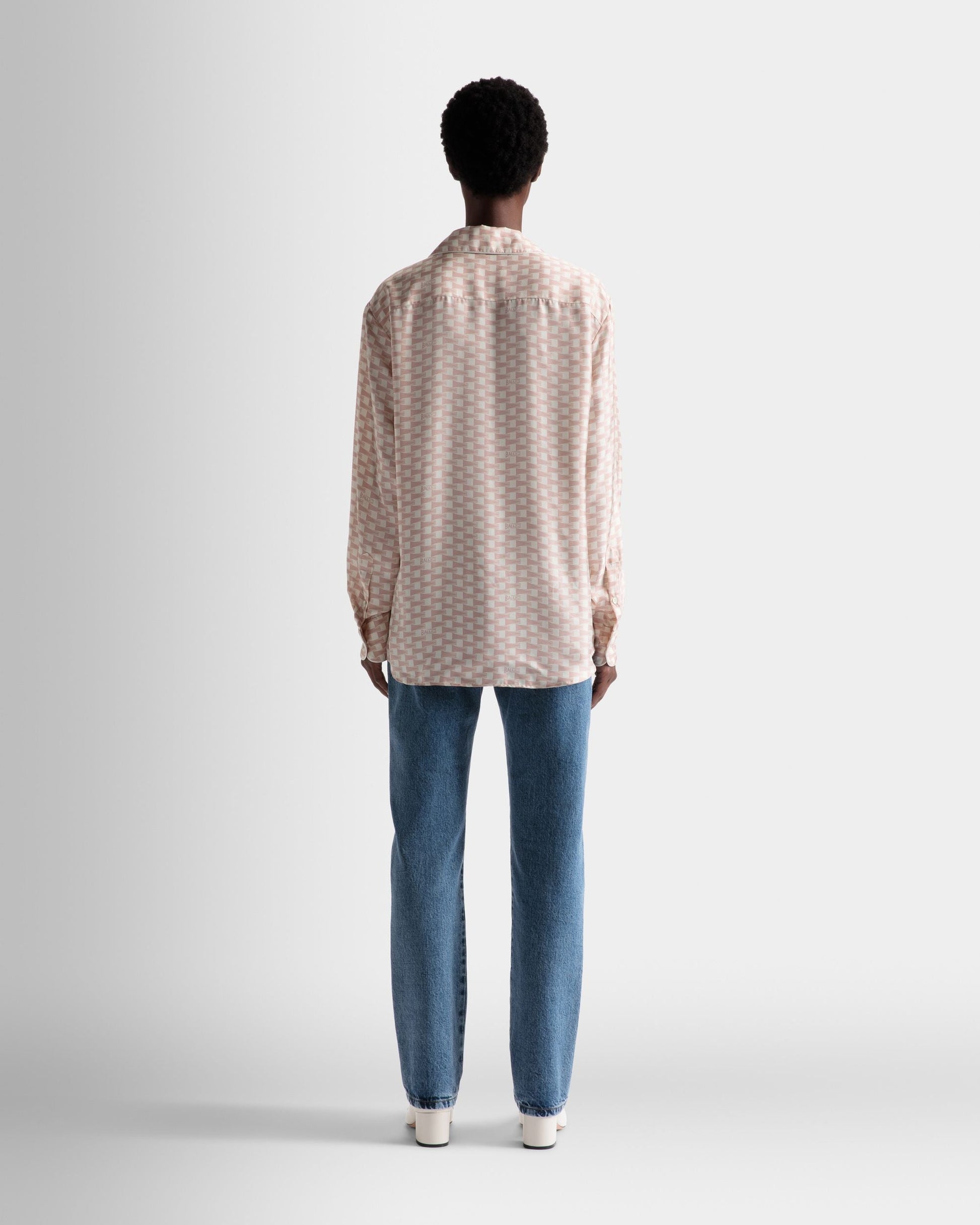 Pennant Print Shirt | Men's Shirt | Dusty Petal Silk | Bally | On Model Back