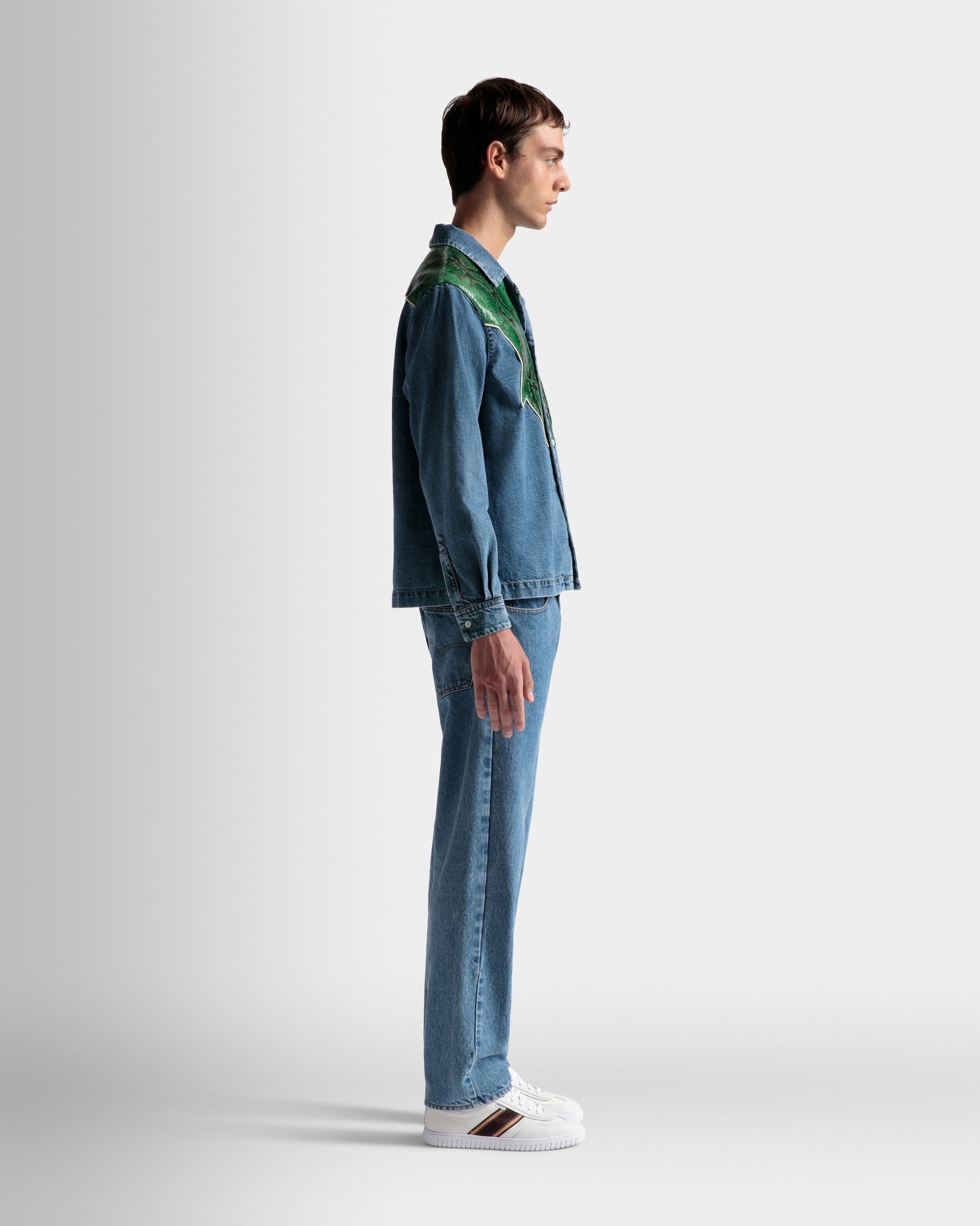 Shirt | Men's Shirts | Light Blue Chambray | Bally | On Model 3/4 Front