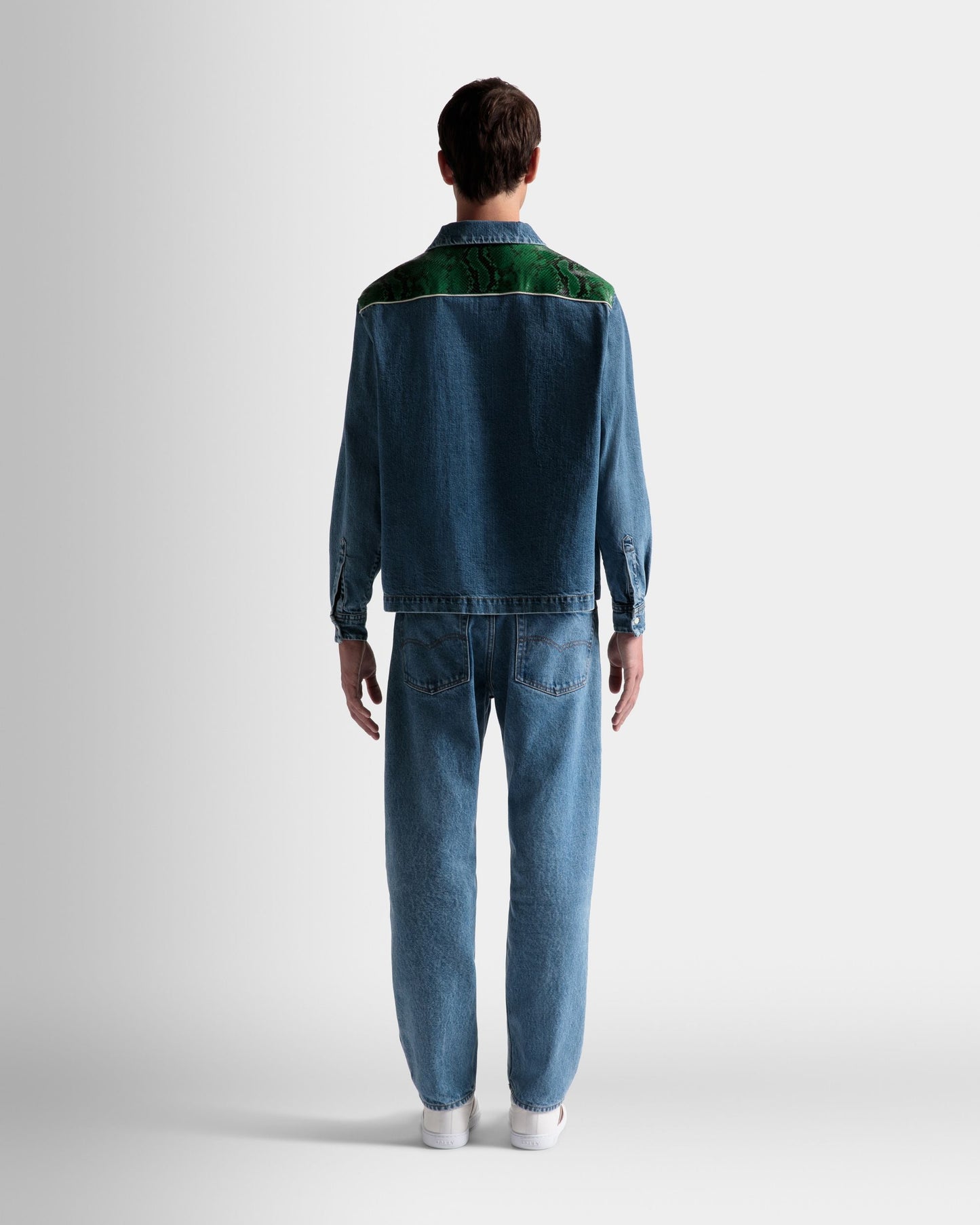Shirt | Men's Shirts | Light Blue Chambray | Bally | On Model Back