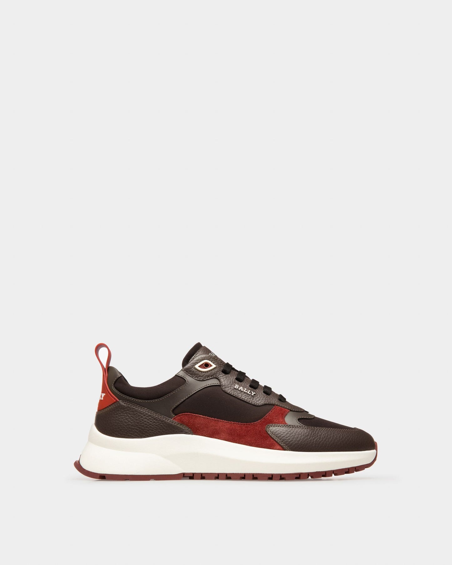 Dave Leather And Fabric Sneakers In Ebony Brown And Army Green