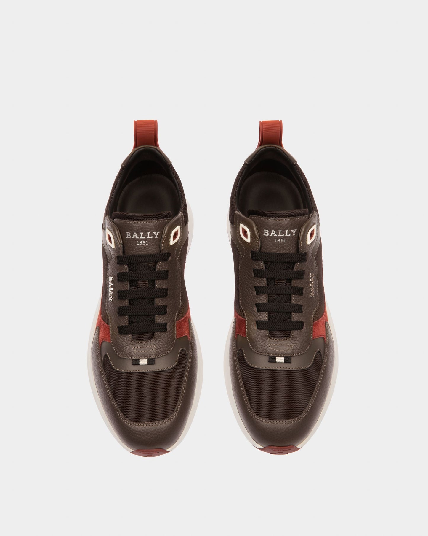 Dave Leather And Fabric Sneakers In Ebony Brown And Army Green