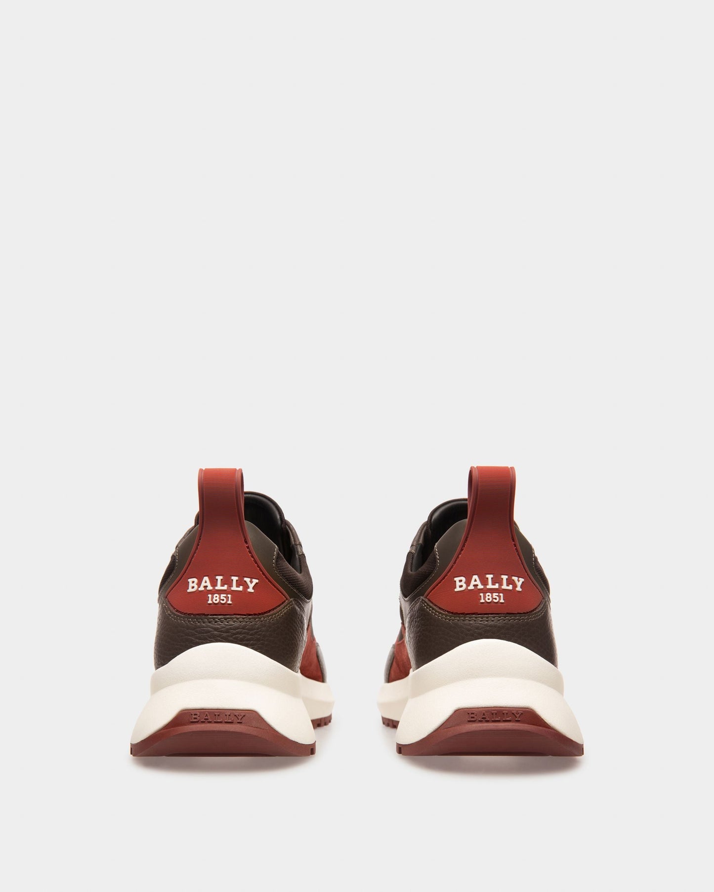 Dave Leather And Fabric Sneakers In Ebony Brown And Army Green