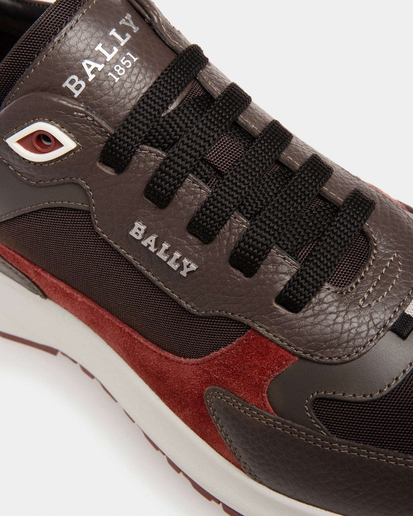 Dave Leather And Fabric Sneakers In Ebony Brown And Army Green