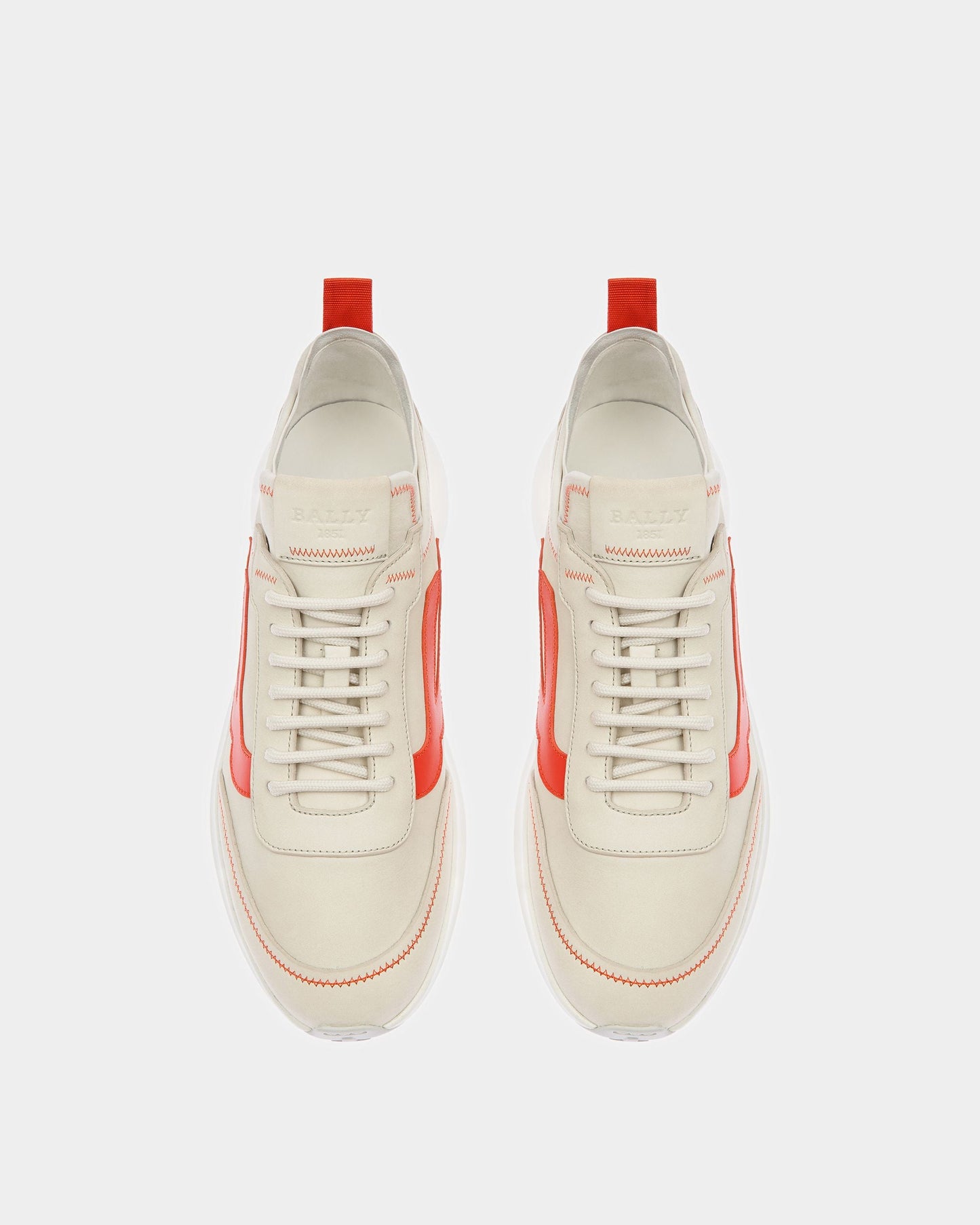 Darys Leather Sneakers In Dusty White And Orange