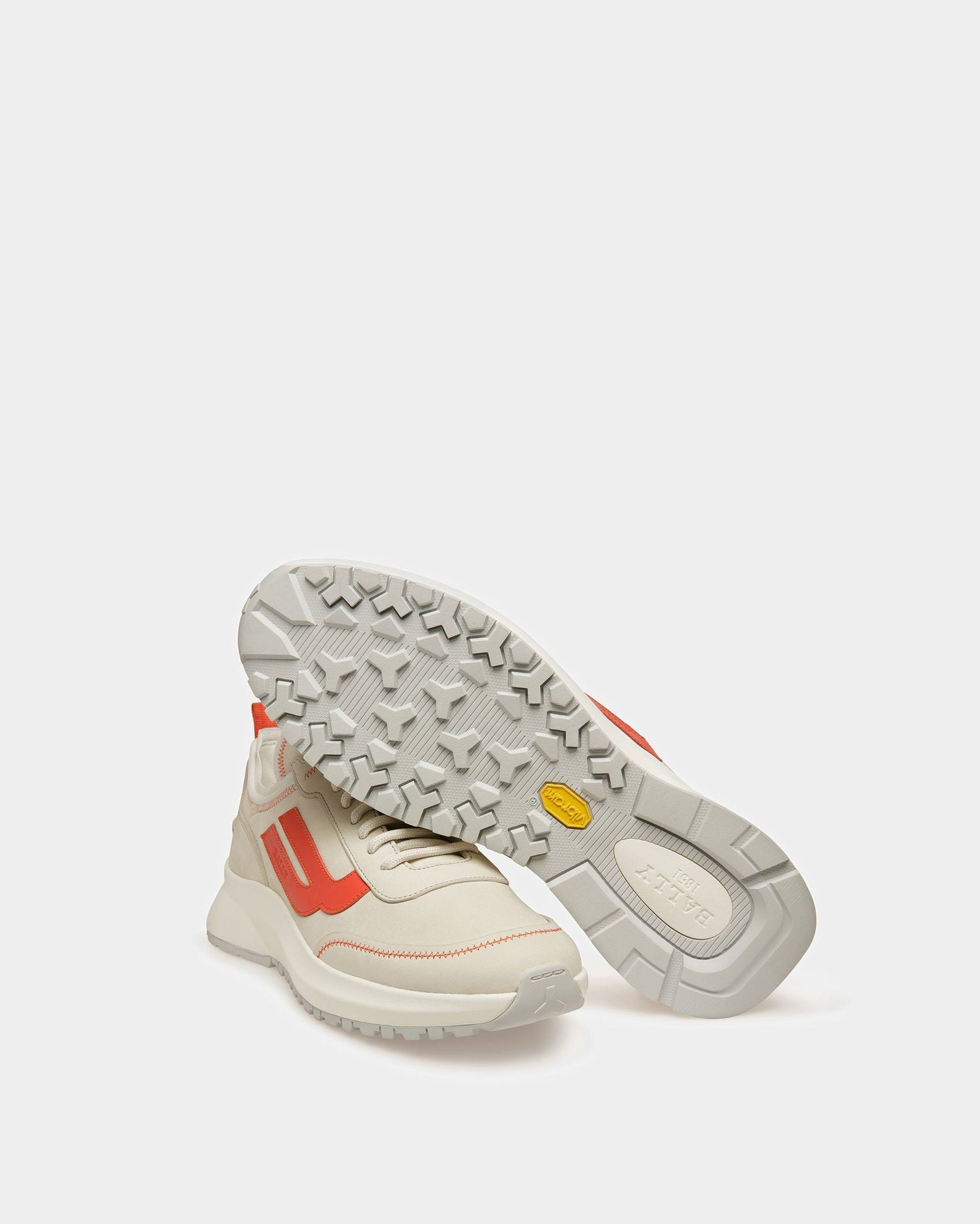 Darys Leather Sneakers In Dusty White And Orange