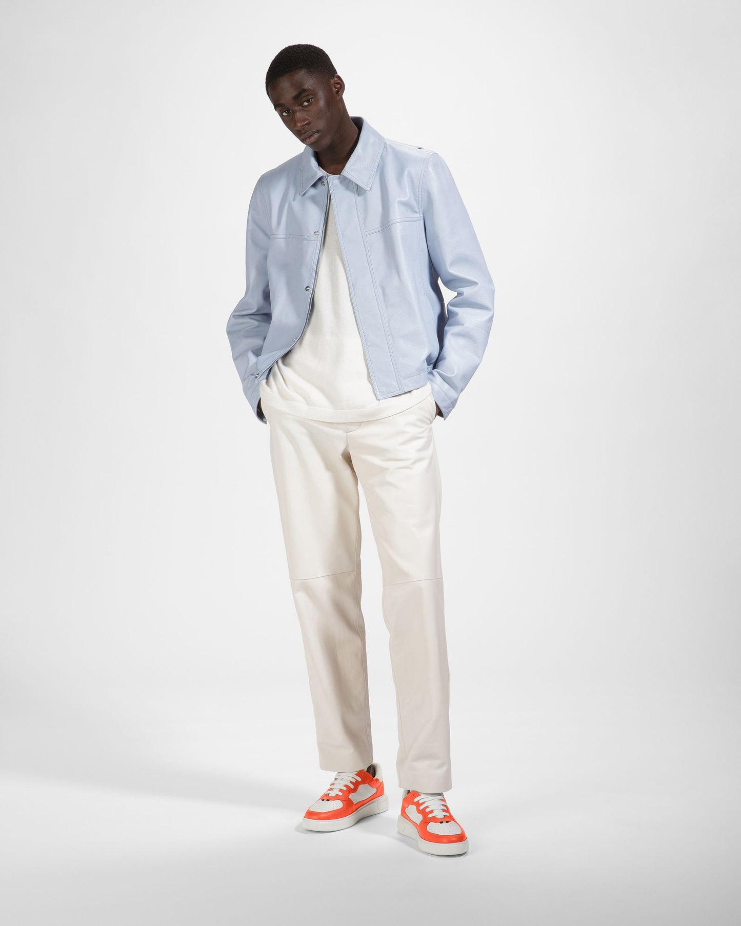 Mark Leather Sneakers In Orange And White