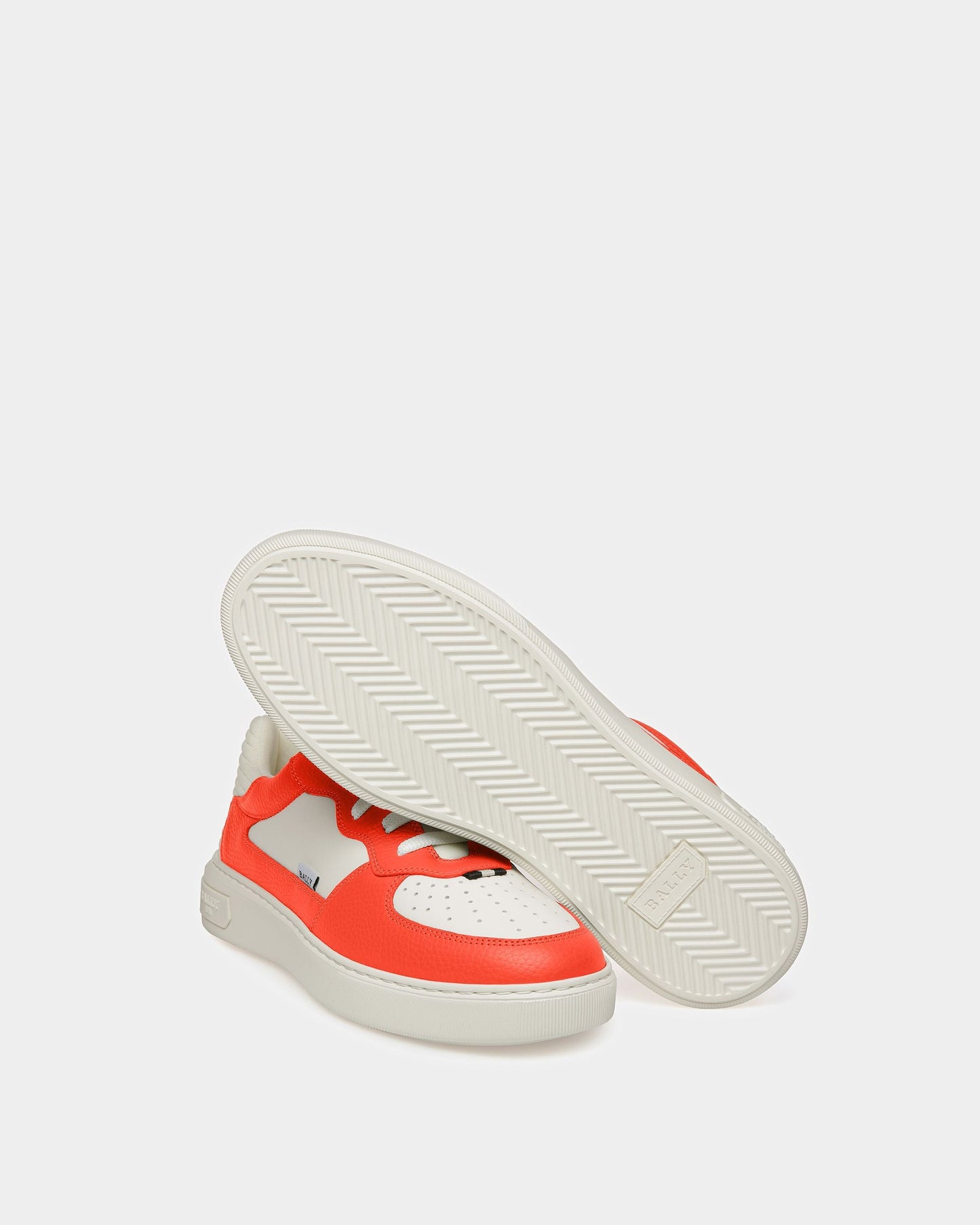 Mark Leather Sneakers In Orange And White