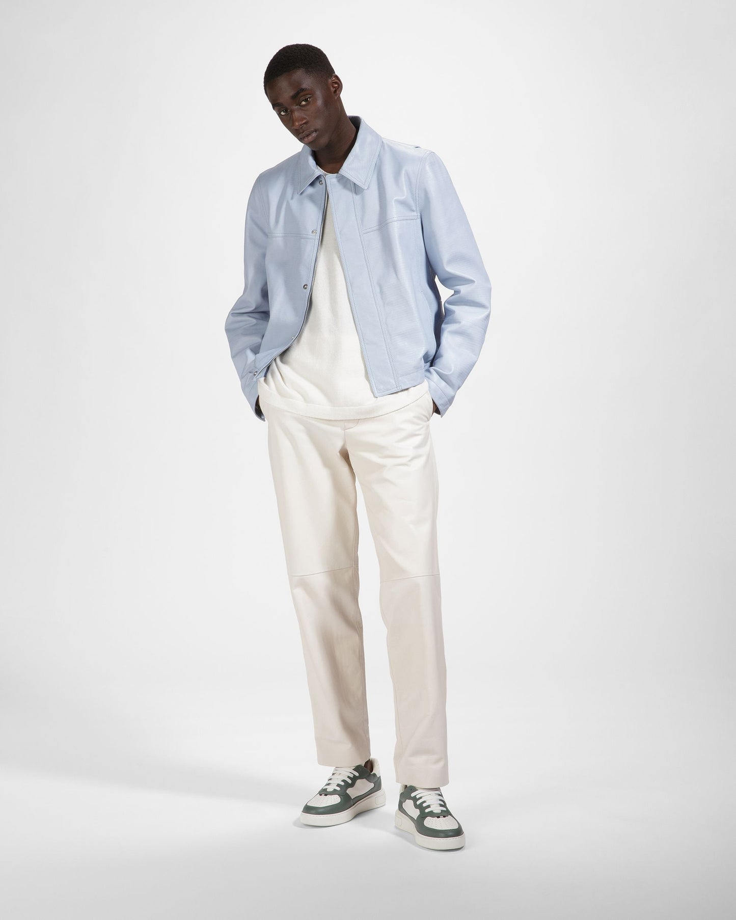 Mark Leather And Fabric Sneakers In Sage And White