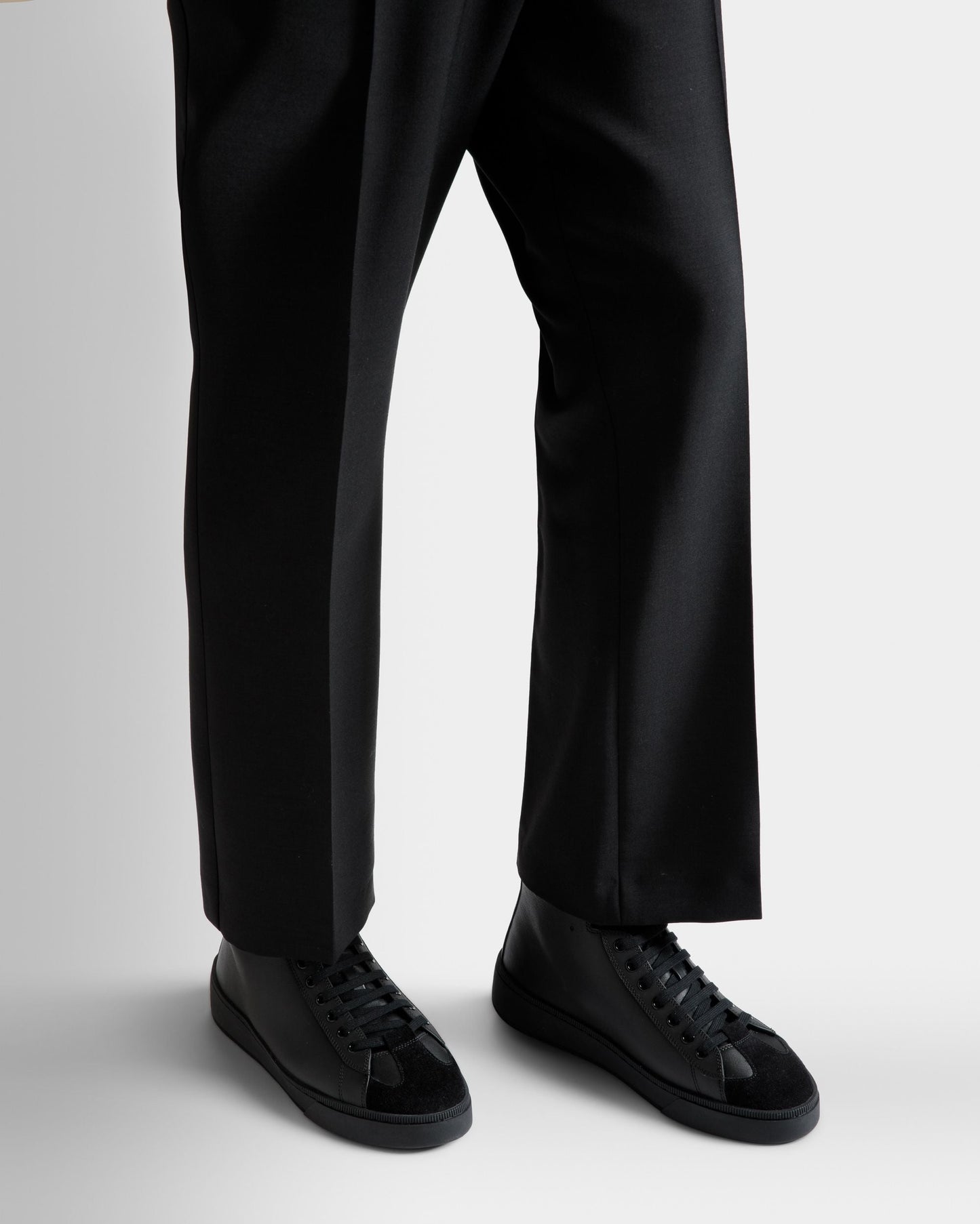 Randy | Men's Sneakers | Black And Python Print Leather | Bally | On Model Close Up