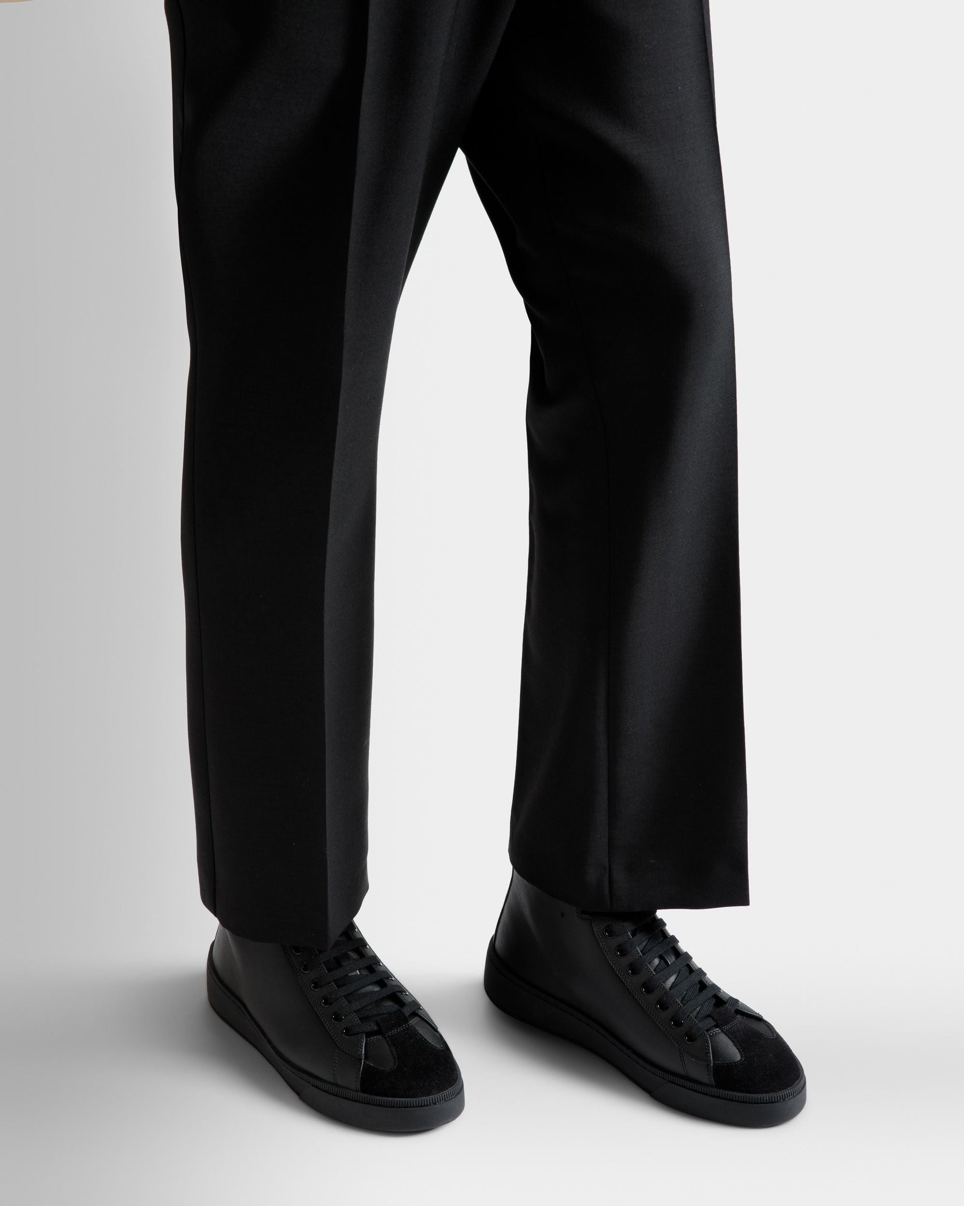 Randy | Men's Sneakers | Black And Python Print Leather | Bally | On Model Close Up