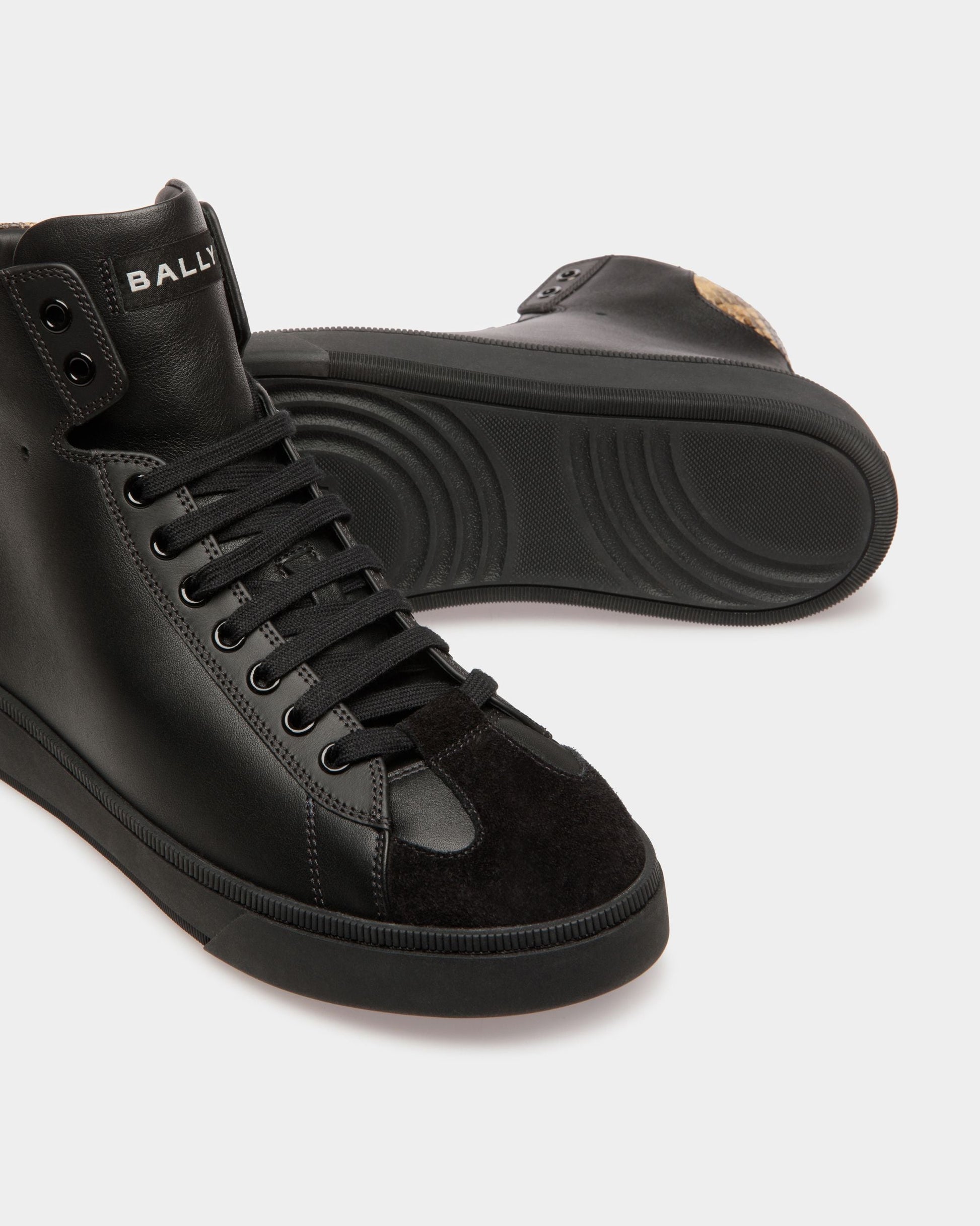 Randy | Men's Sneakers | Black And Python Print Leather | Bally | Still Life Below