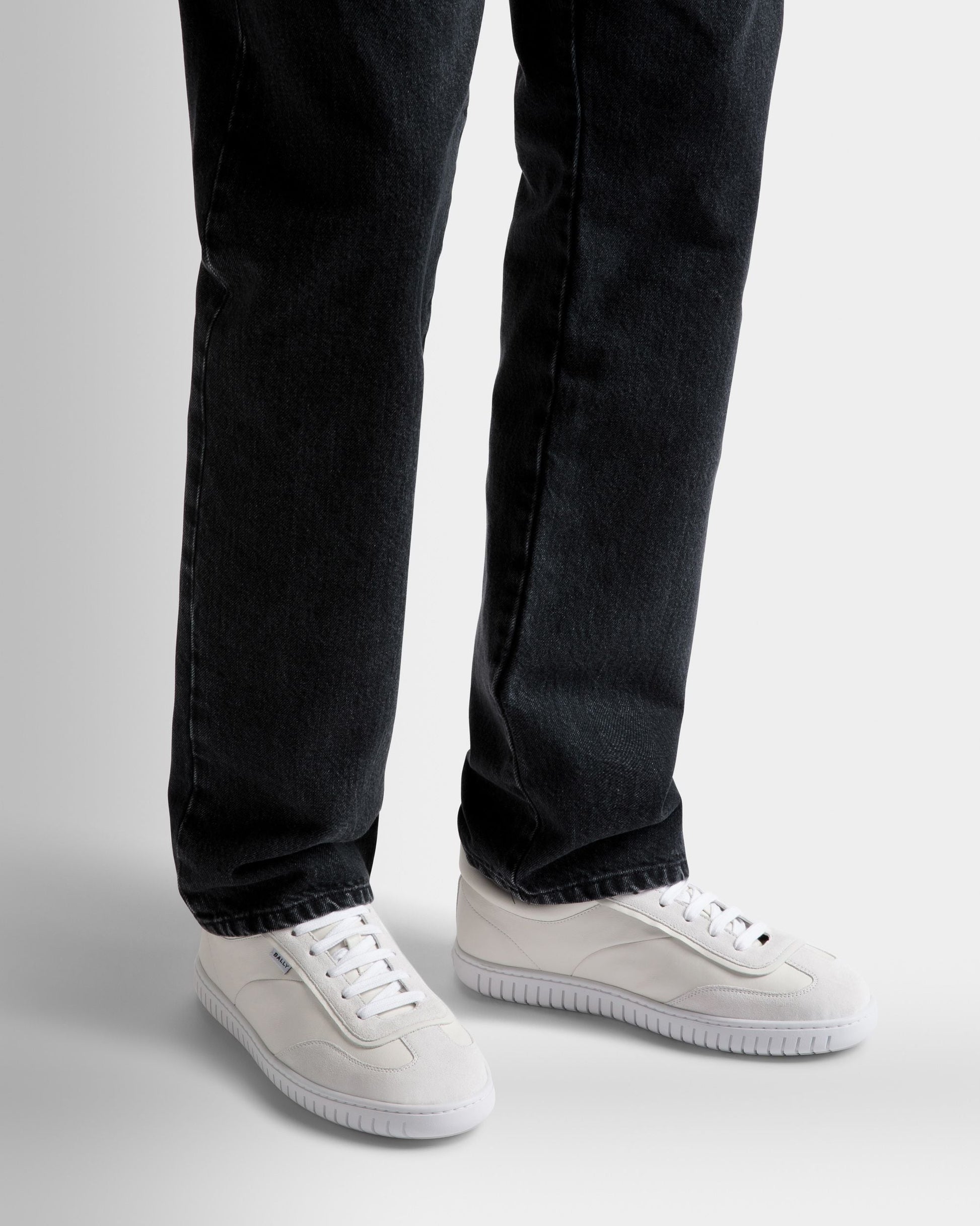Parrel | Men's Sneakers | White Leather | Bally | On Model Close Up