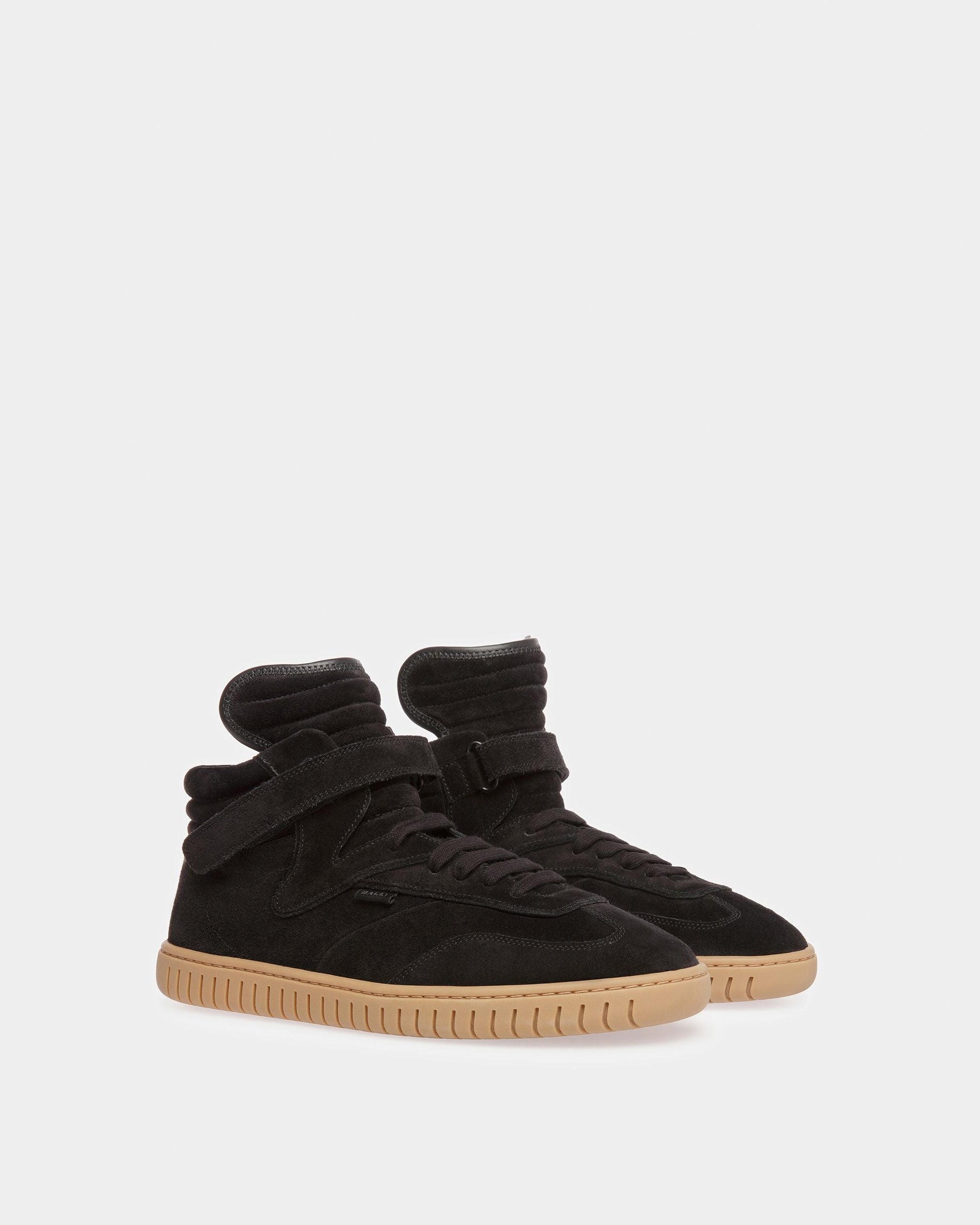 Parrel Mid | Men's Sneakers | Black And Amber Leather | Bally | Still Life 3/4 Front