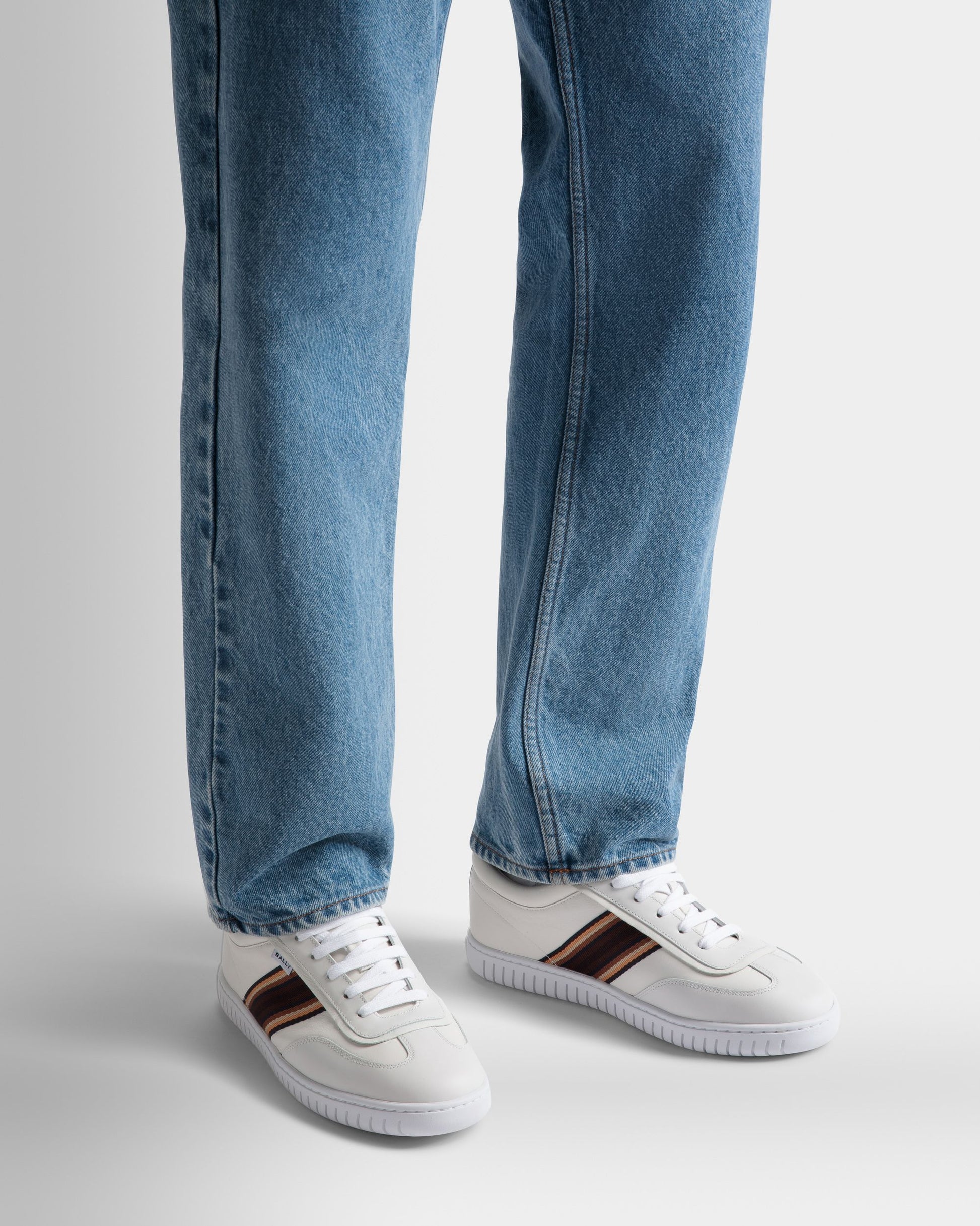 Parrel Ribbon | Men's Sneakers | White Leather | Bally | On Model Close Up