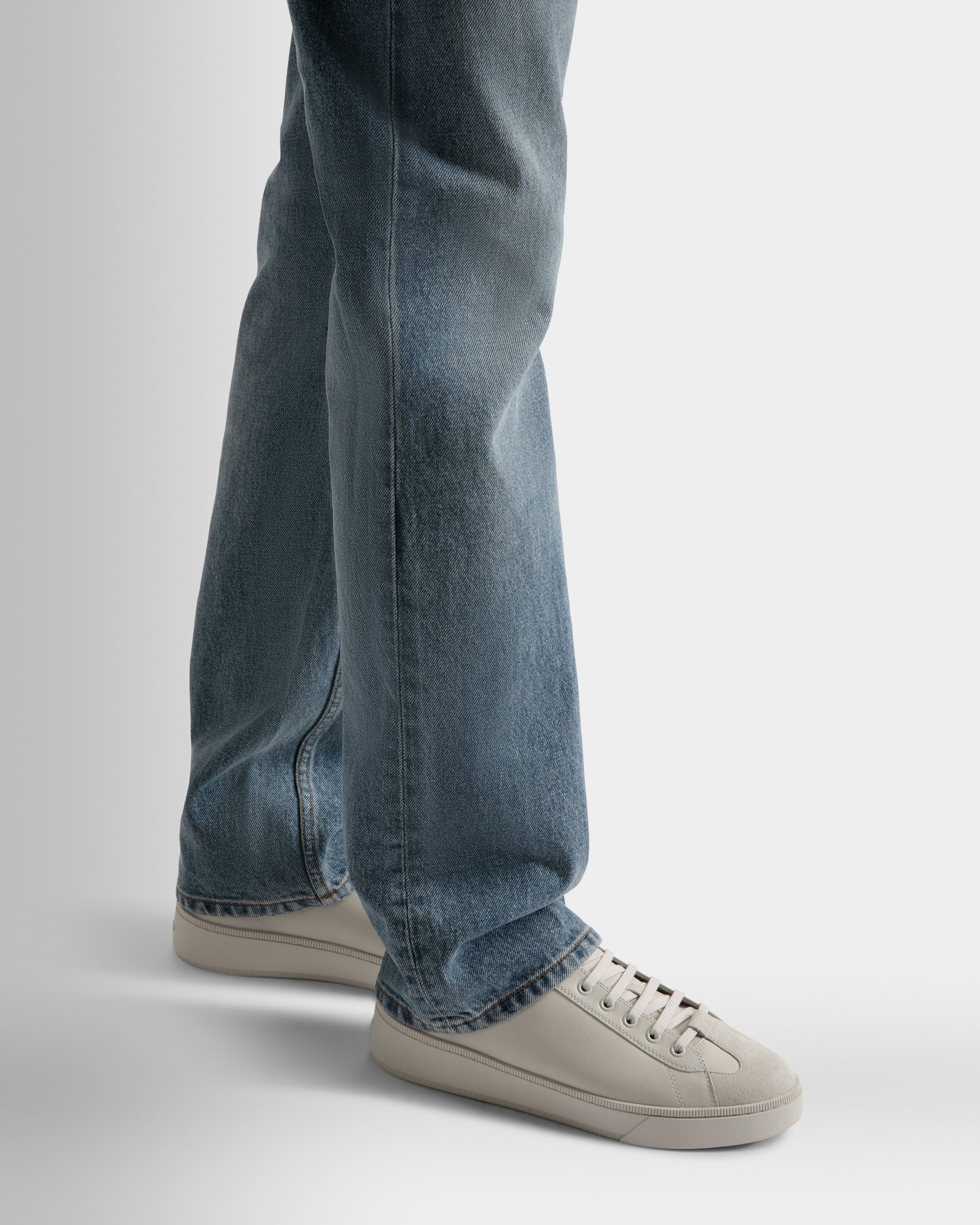Randy | Men's Sneakers | Dusty White Leather | Bally | On Model Close Up
