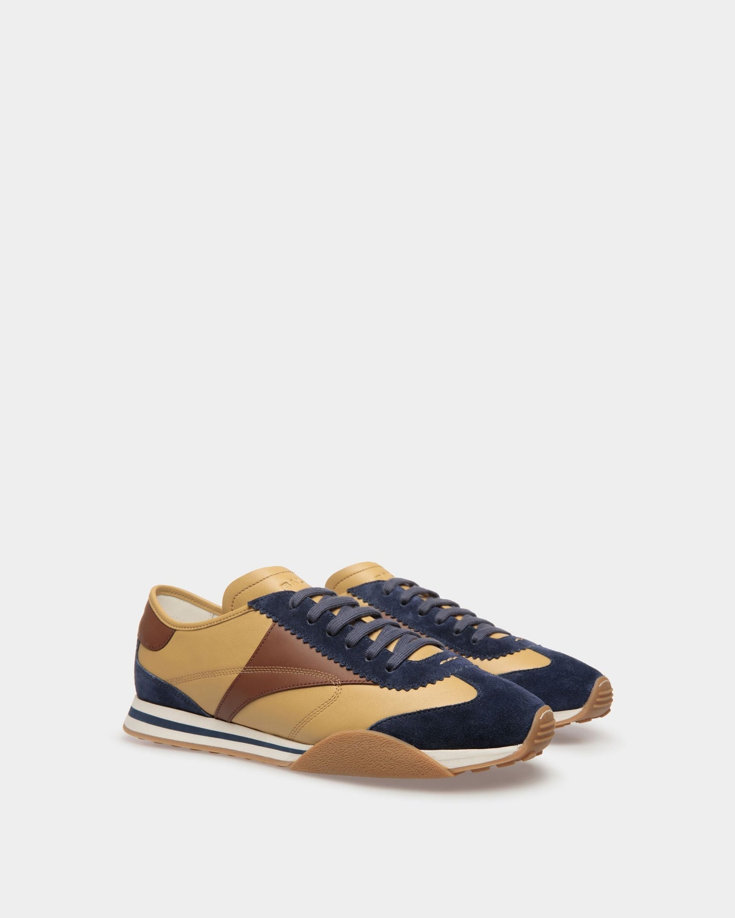 Sonney | Men's Sneakers | Marine And Brown Leather | Bally | Still Life 3/4 Front