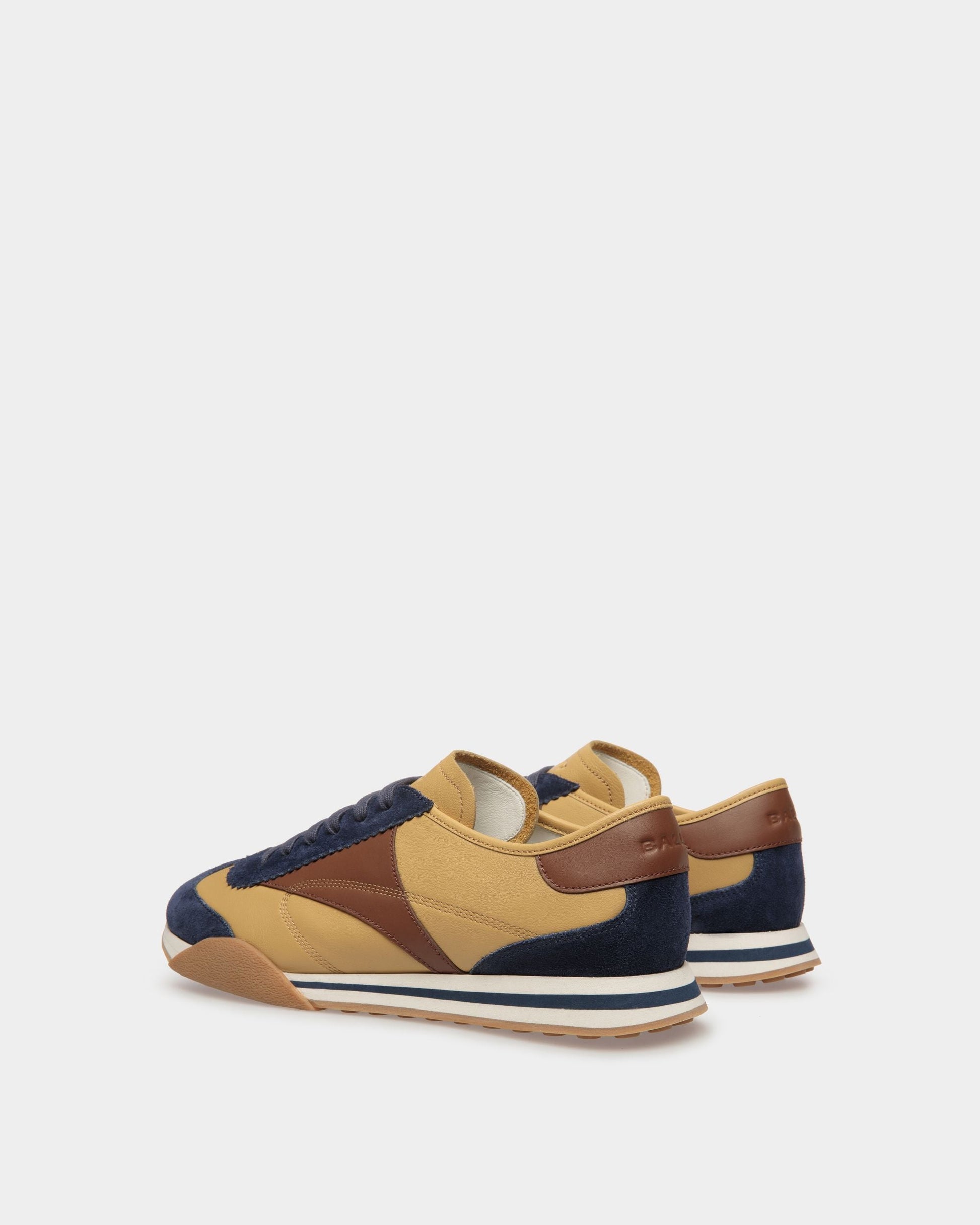 Sonney | Men's Sneakers | Marine And Brown Leather | Bally | Still Life 3/4 Back