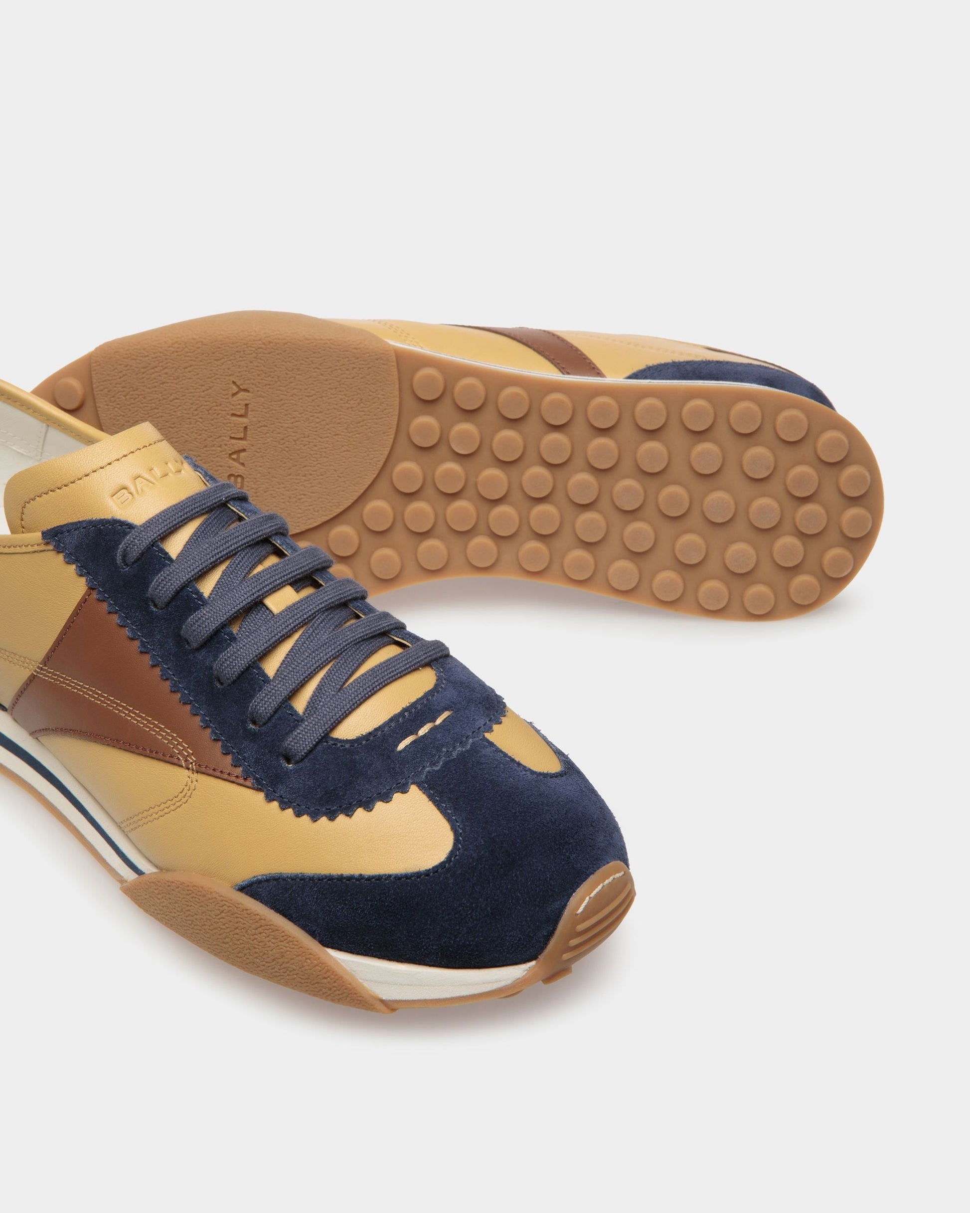 Sonney | Men's Sneakers | Marine And Brown Leather | Bally | Still Life Below