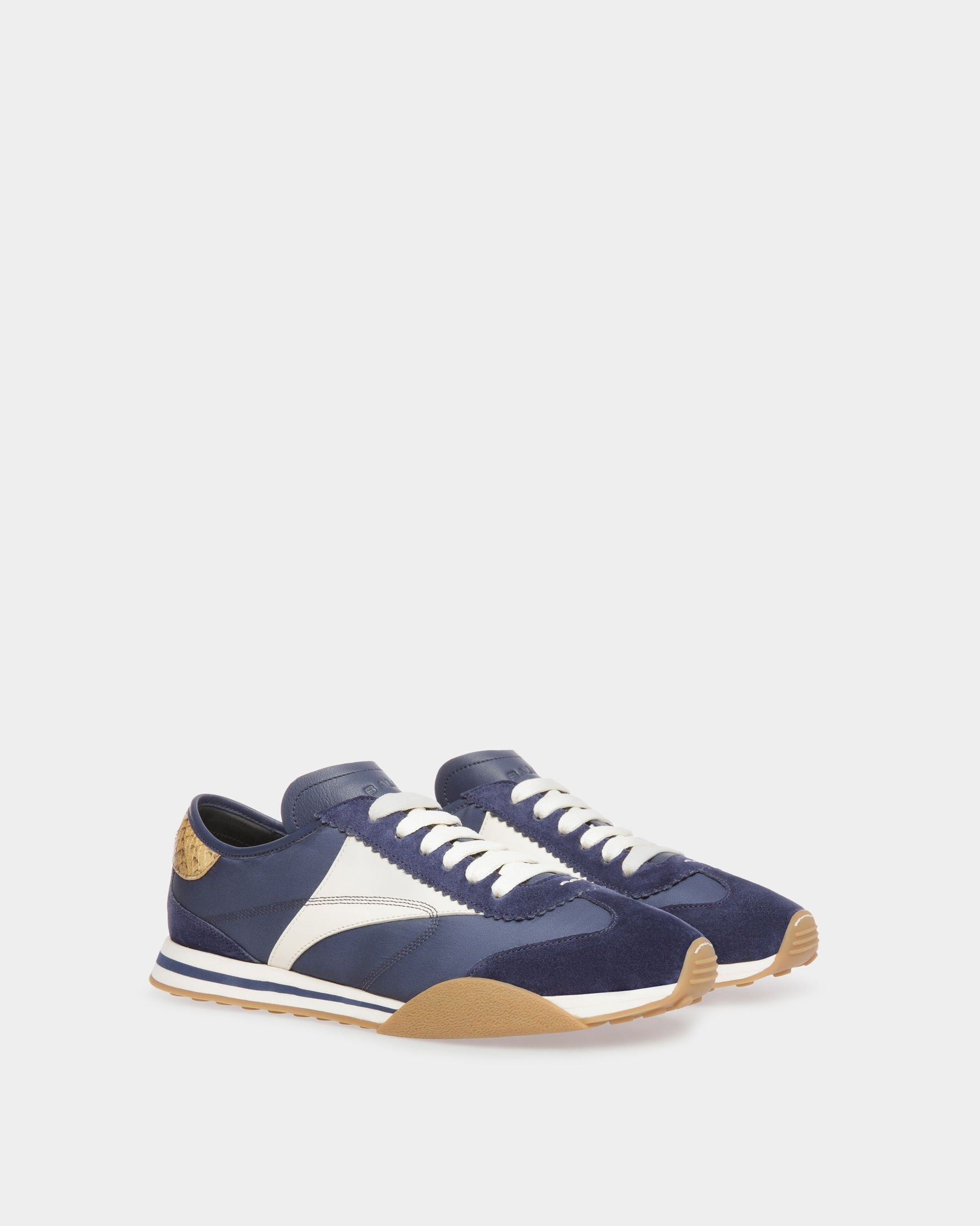Sonney | Men's Sneakers | Marine And Bone Leather And Fabric | Bally | Still Life 3/4 Front